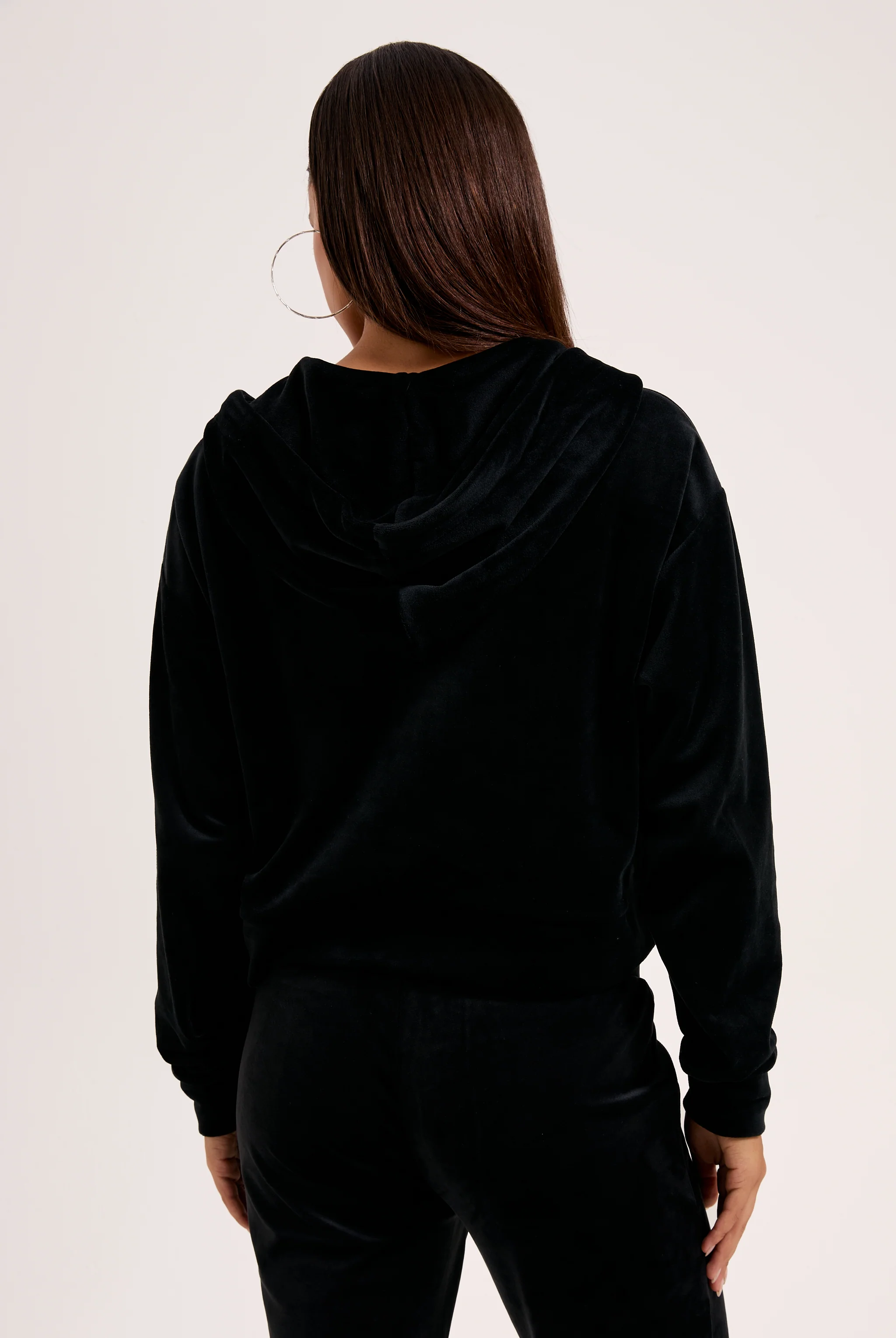BLACK OUTLINE DIAMANTÉ OVERSIZED CROPPED HOODIE - Image 6