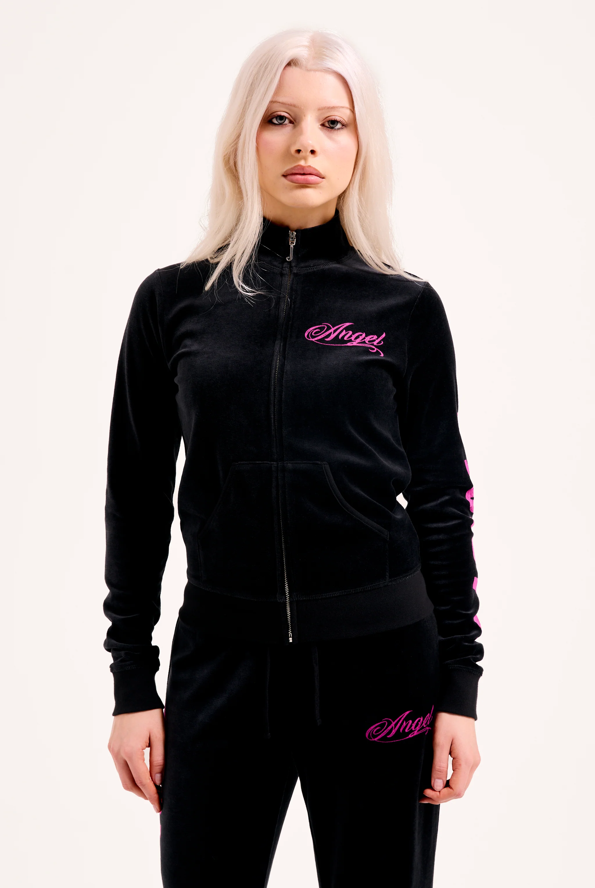 BLACK JUICY ANGEL COTTON VELOUR TRACK TOP - Image 5