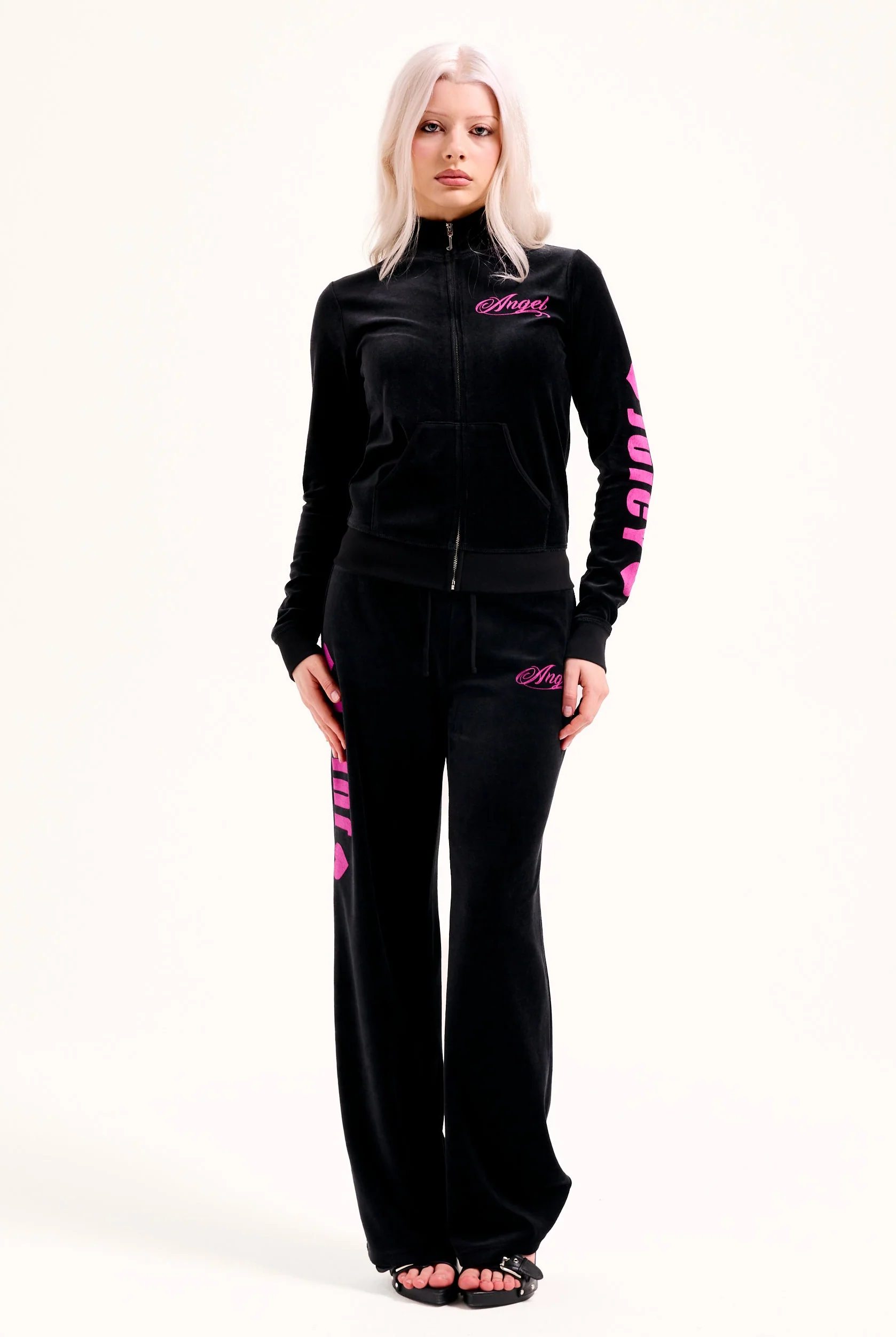 BLACK JUICY ANGEL COTTON VELOUR TRACK TOP - Image 7