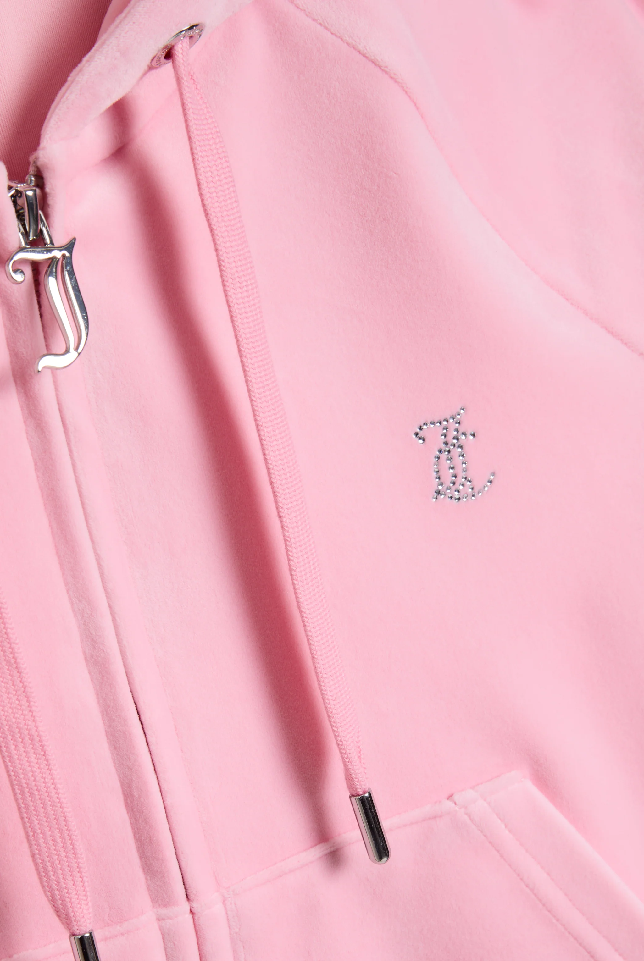 JUICY PINK DIAMANTÉ VELOUR ZIP-THROUGH HOODIE - Image 6