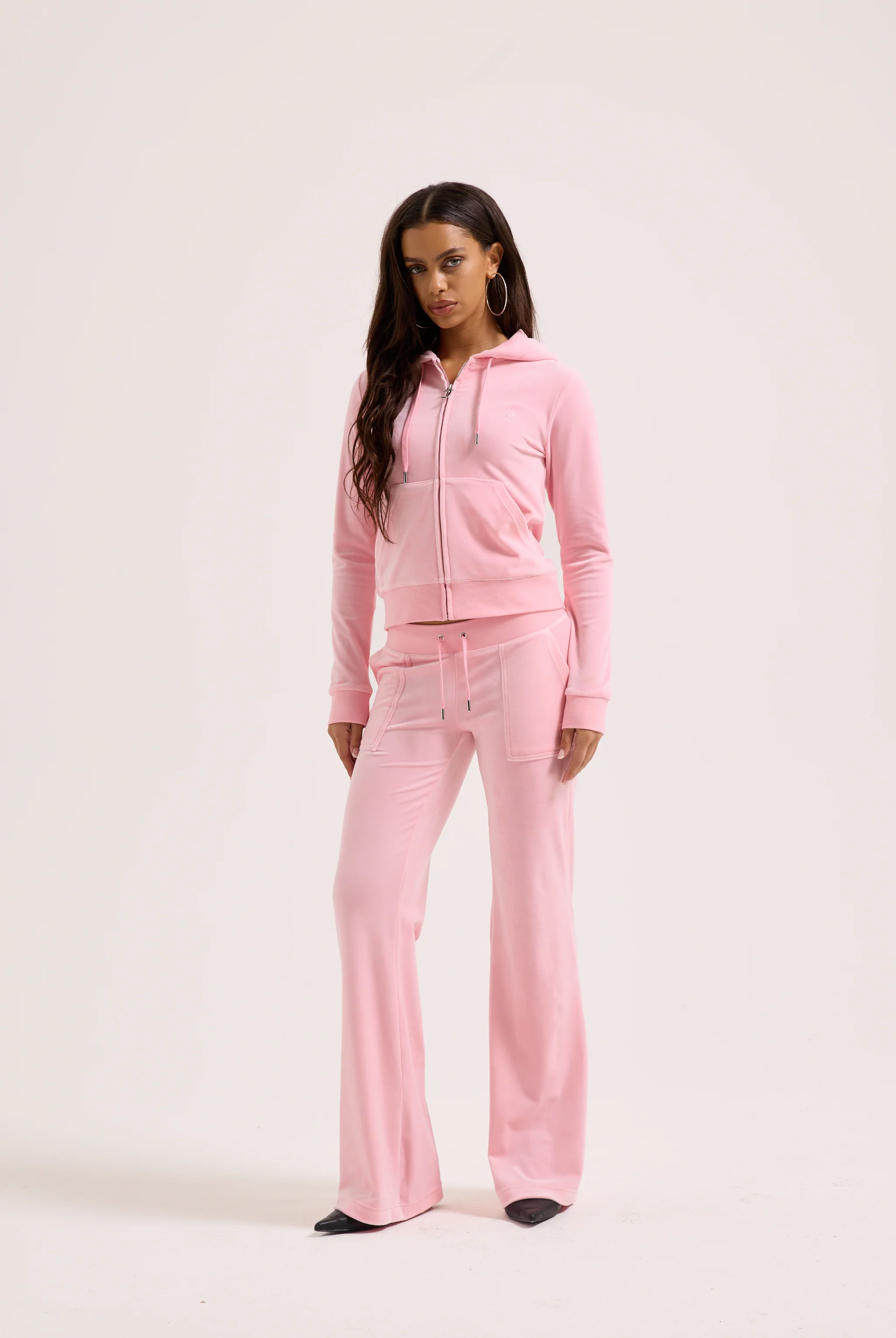 JUICY PINK  LOW RISE FLARE CLASSIC VELOUR TRACK PANT - Image 5
