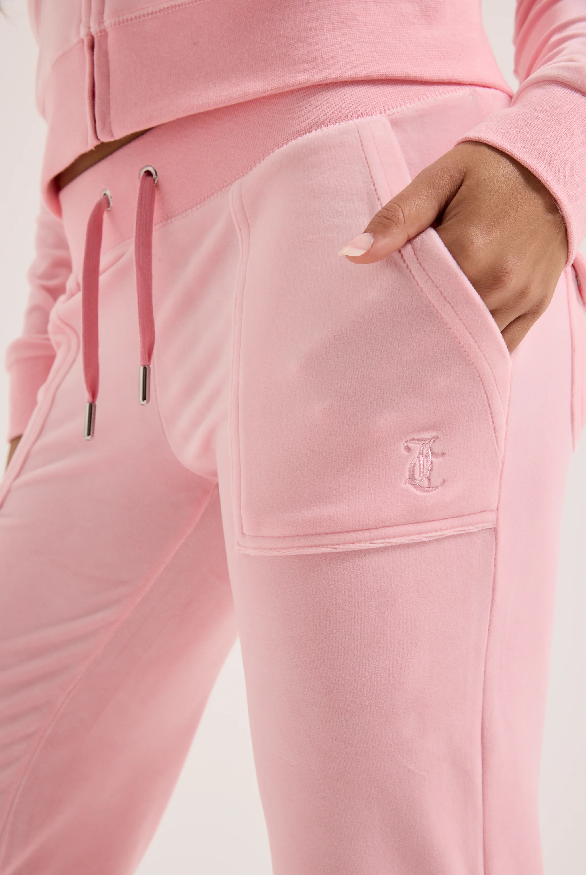 JUICY PINK  LOW RISE FLARE CLASSIC VELOUR TRACK PANT - Image 7