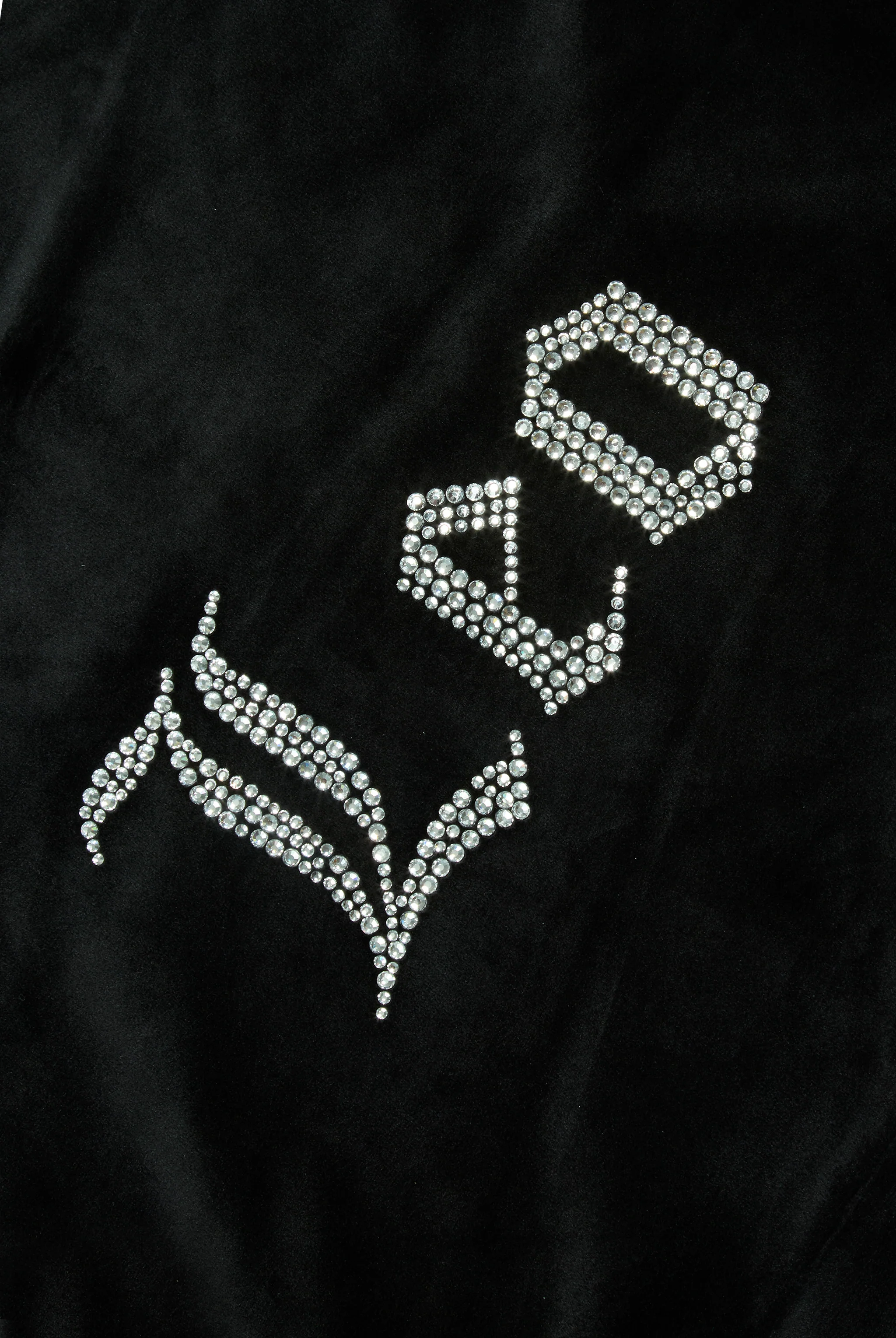 'LEO' BLACK DIAMANTÉ VELOUR ZIP-THROUGH HOODIE - Image 4