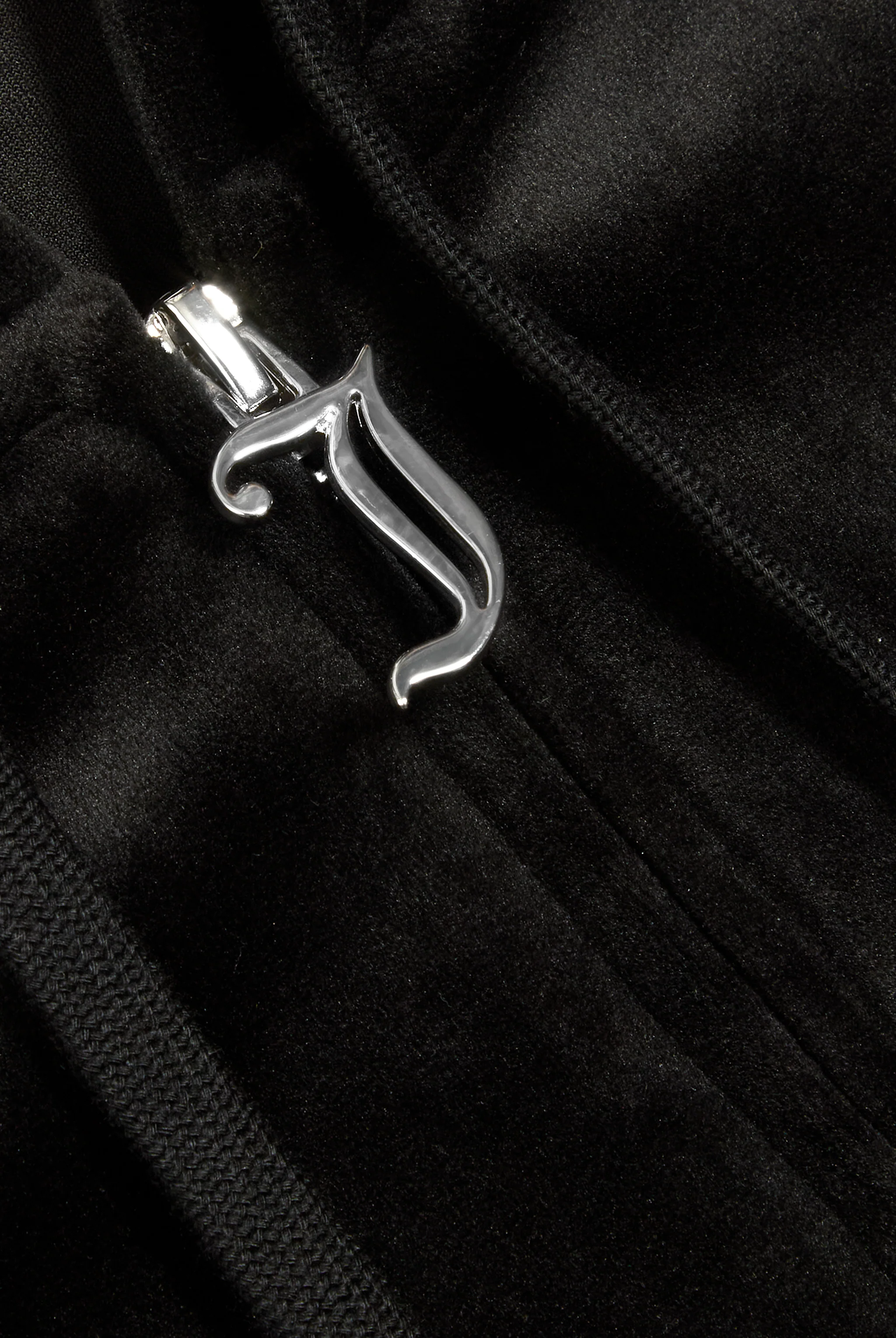 'LEO' BLACK DIAMANTÉ VELOUR ZIP-THROUGH HOODIE - Image 5