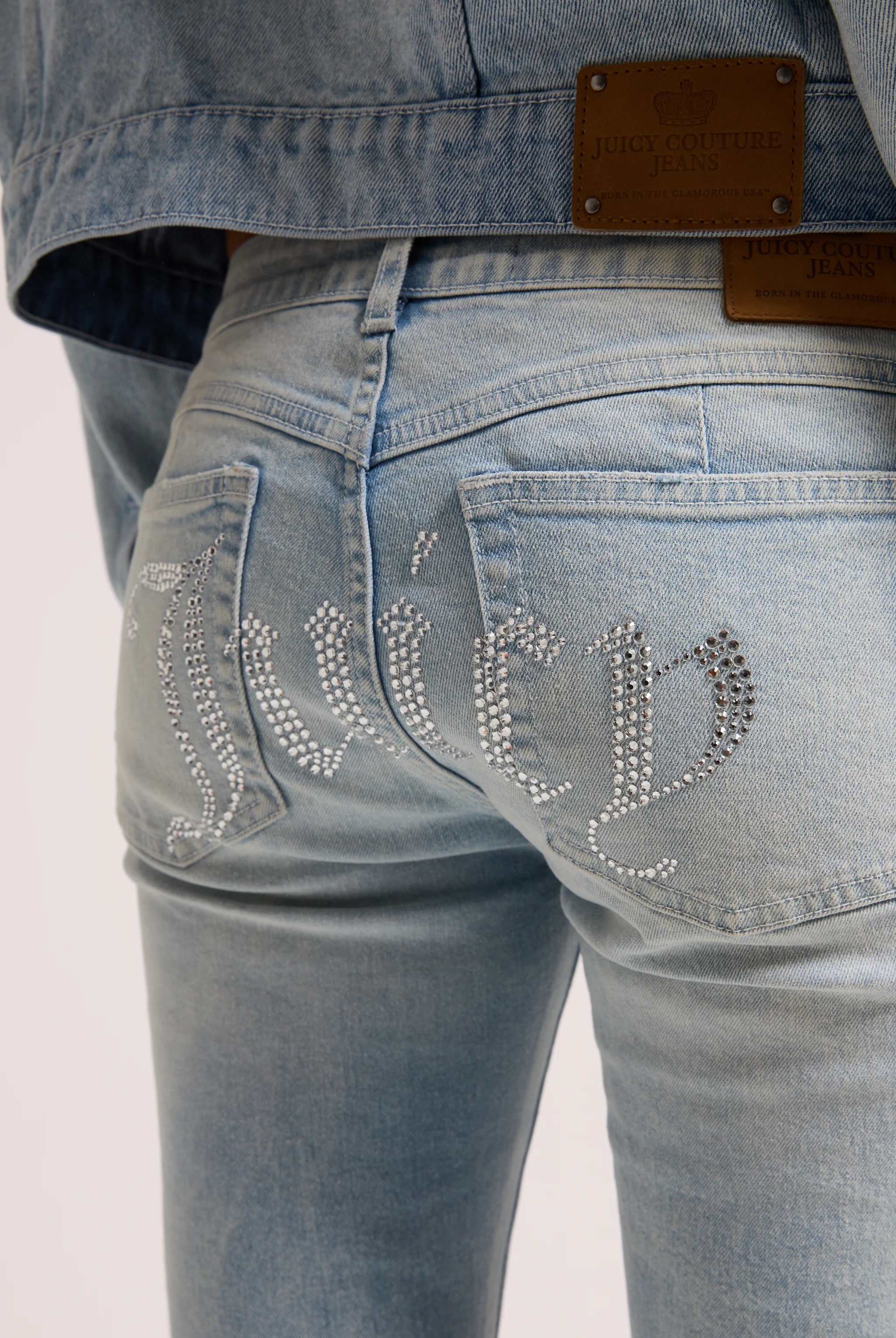 LIGHT WASH DIAMANTÉ LOW RISE FLARE JEAN - Image 10