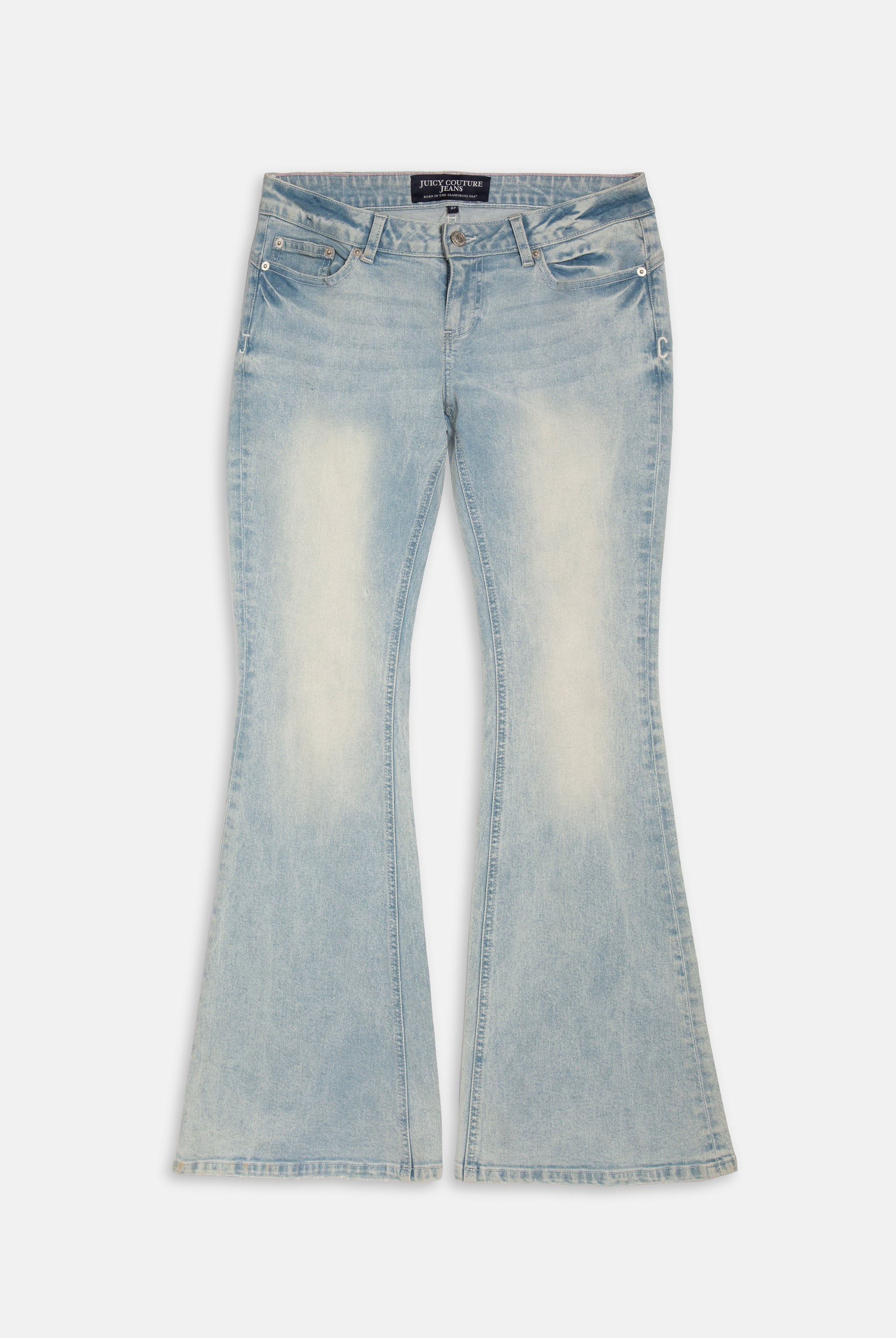 LIGHT WASH DIAMANTÉ LOW RISE FLARE JEAN - Image 4
