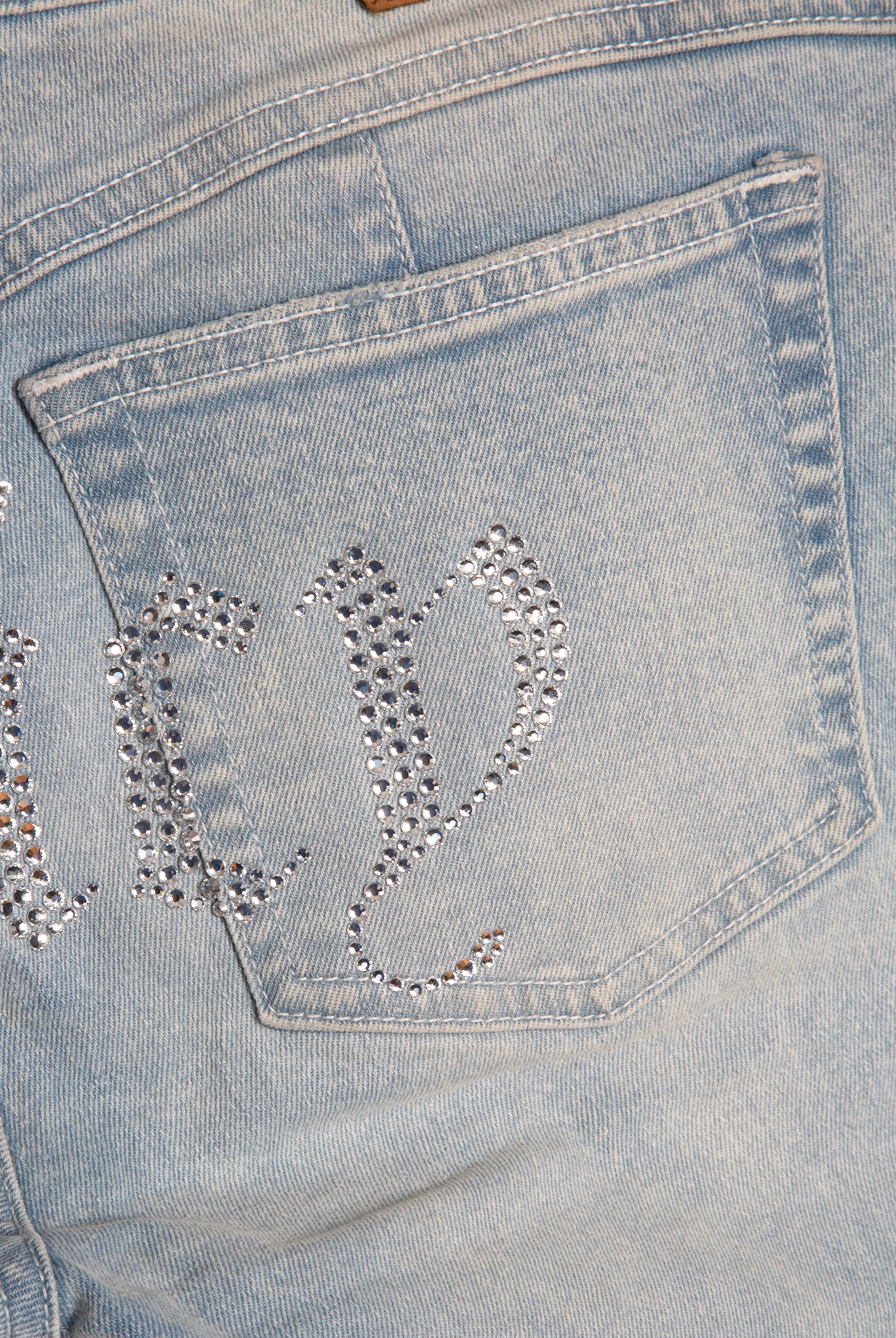 LIGHT WASH DIAMANTÉ LOW RISE FLARE JEAN - Image 7