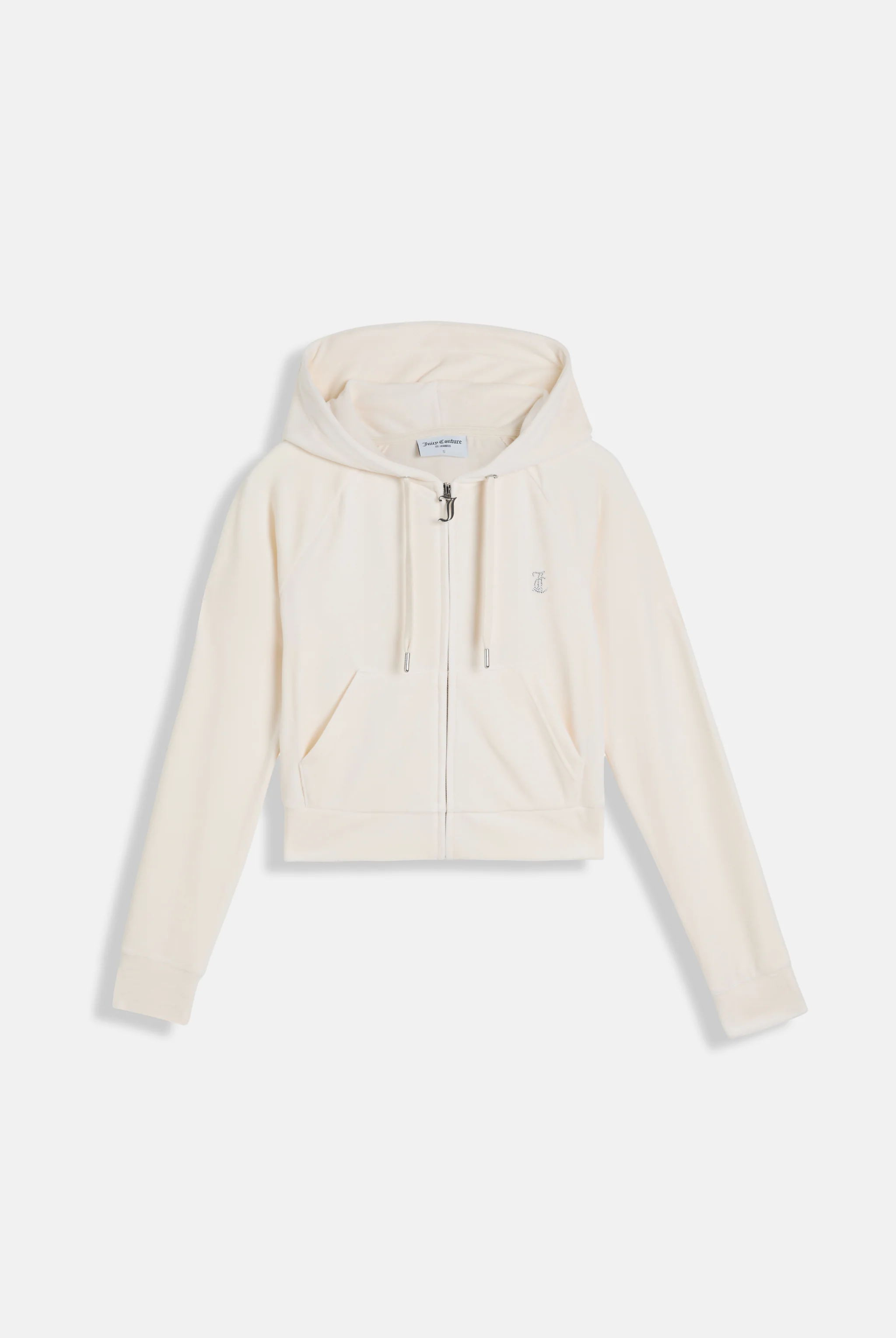 CREAM OUTLINE DIAMANTÉ VELOUR ZIP-THROUGH HOODIE - Image 4