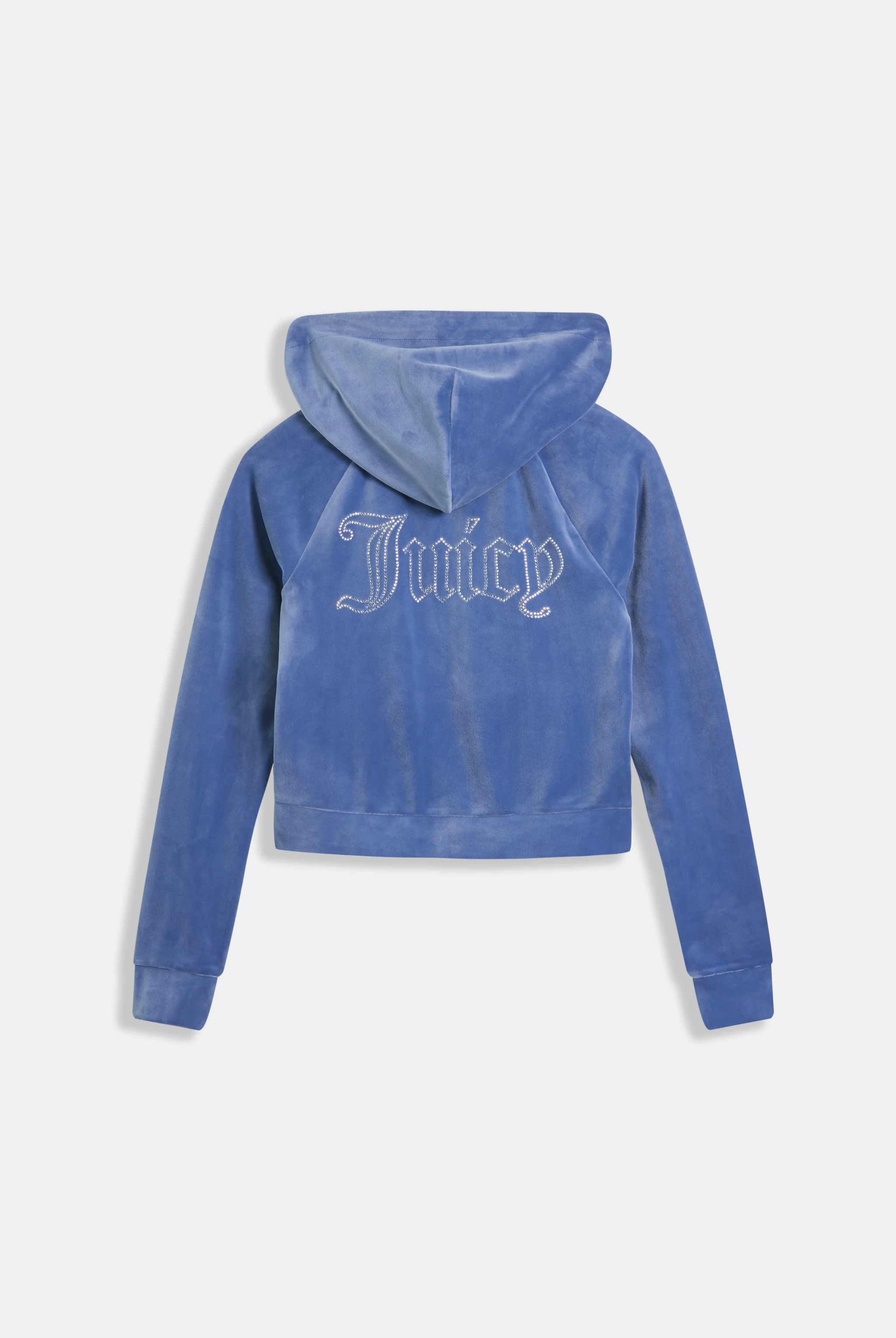 GREY BLUE DIAMANTÉ VELOUR ZIP-THROUGH HOODIE - Image 7