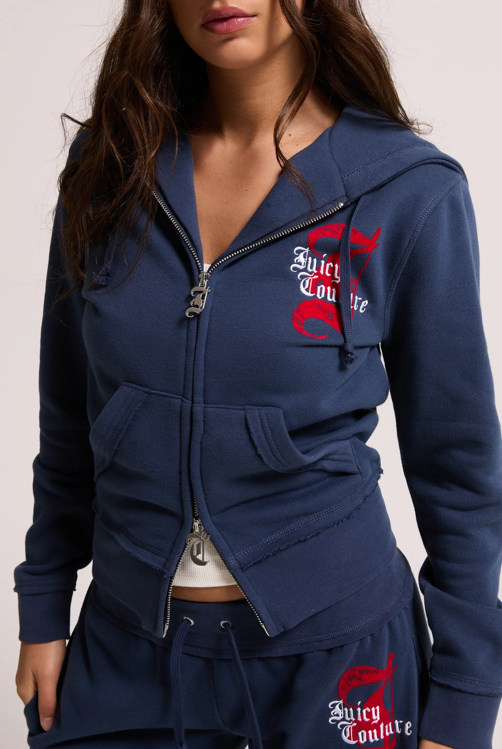 MOOD INDIGO LONGLINE FLEECE ZIP THROUGH HOODIE - Image 3