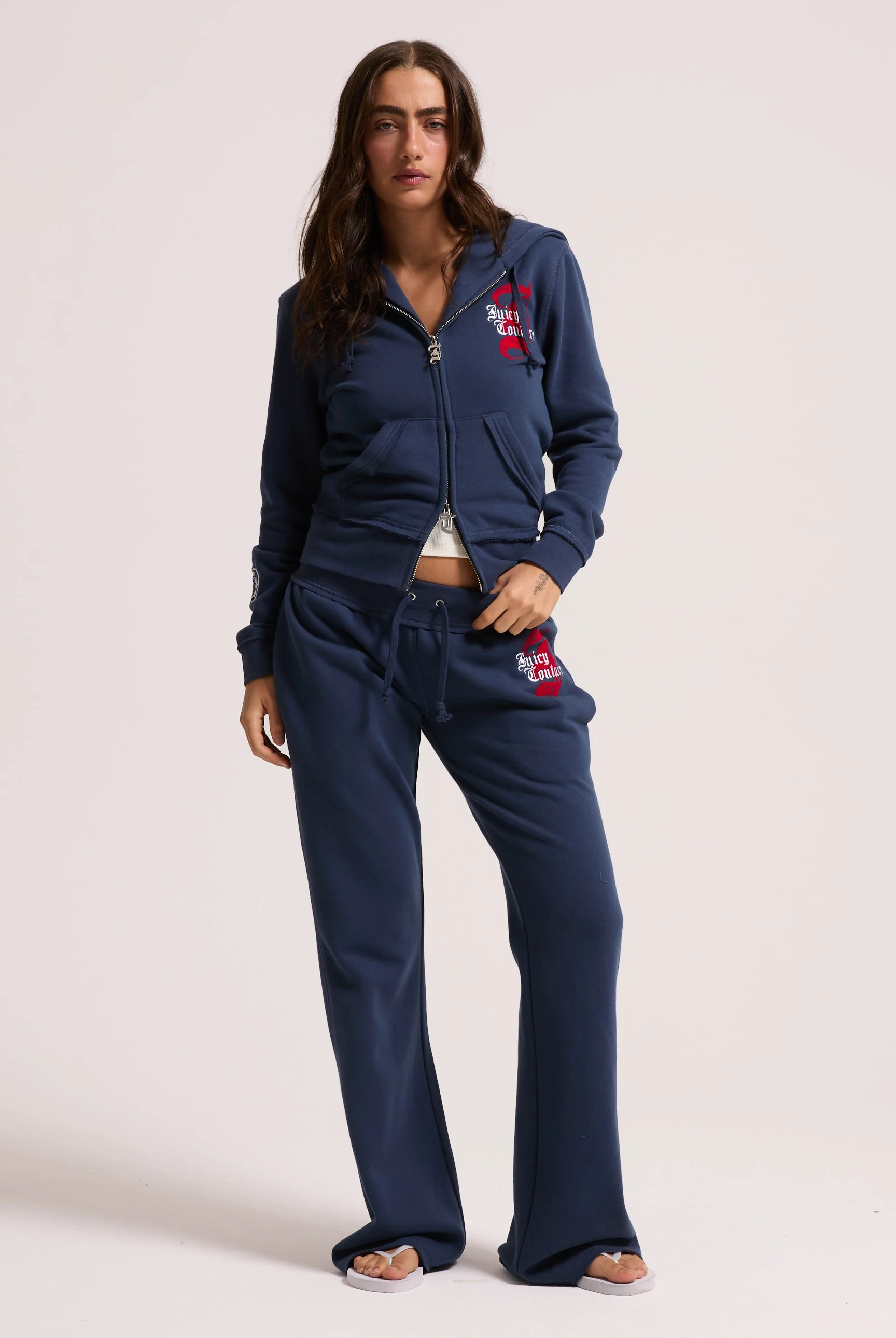 MOOD INDIGO LONGLINE FLEECE ZIP THROUGH HOODIE - Image 5