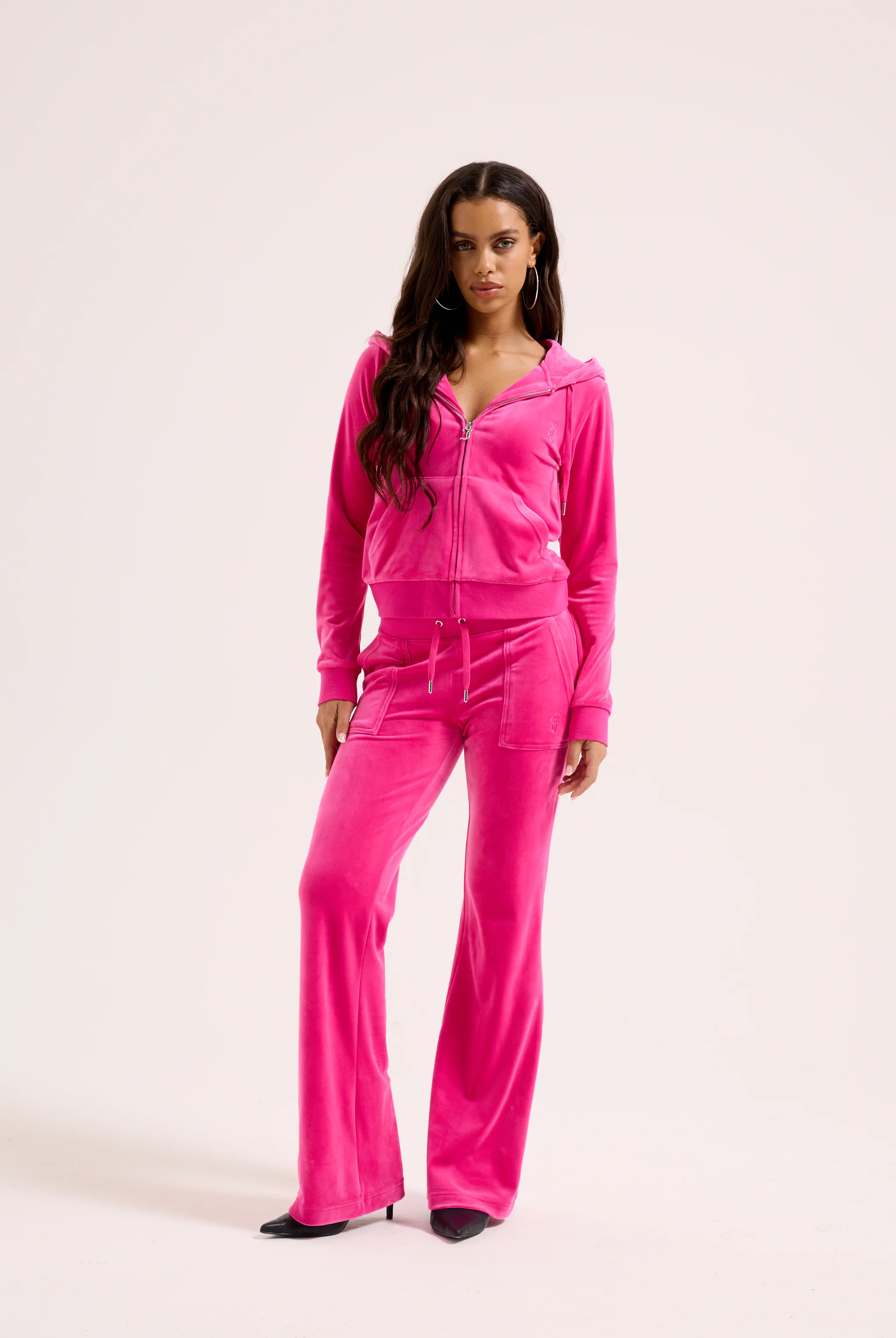NOSTALGIA PINK CROP OVERSIZED CLASSIC VELOUR HOODIE - Image 3