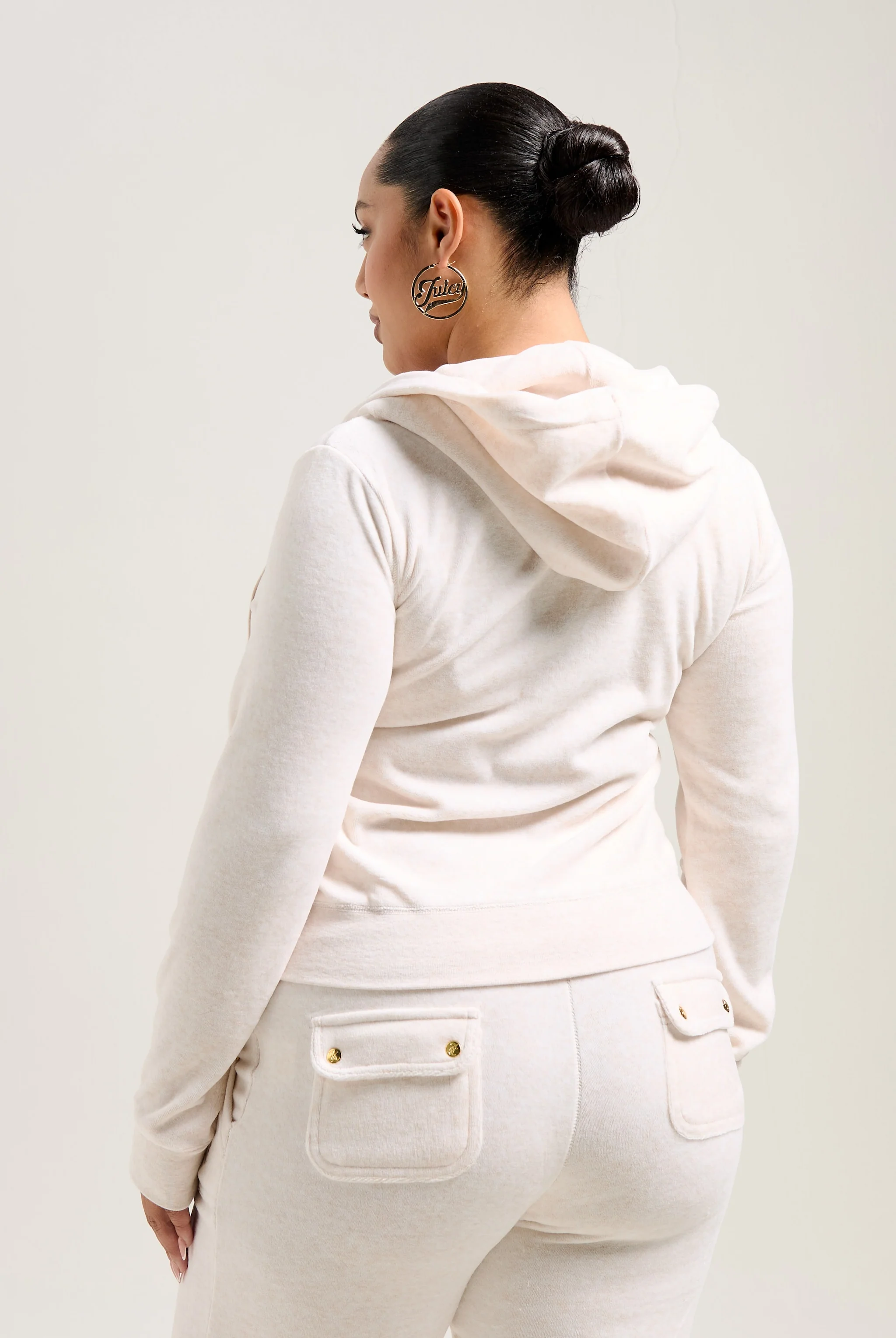 OATMEAL MARL & GOLD COTTON VELOUR ROBERTSON HOODIE - Image 10