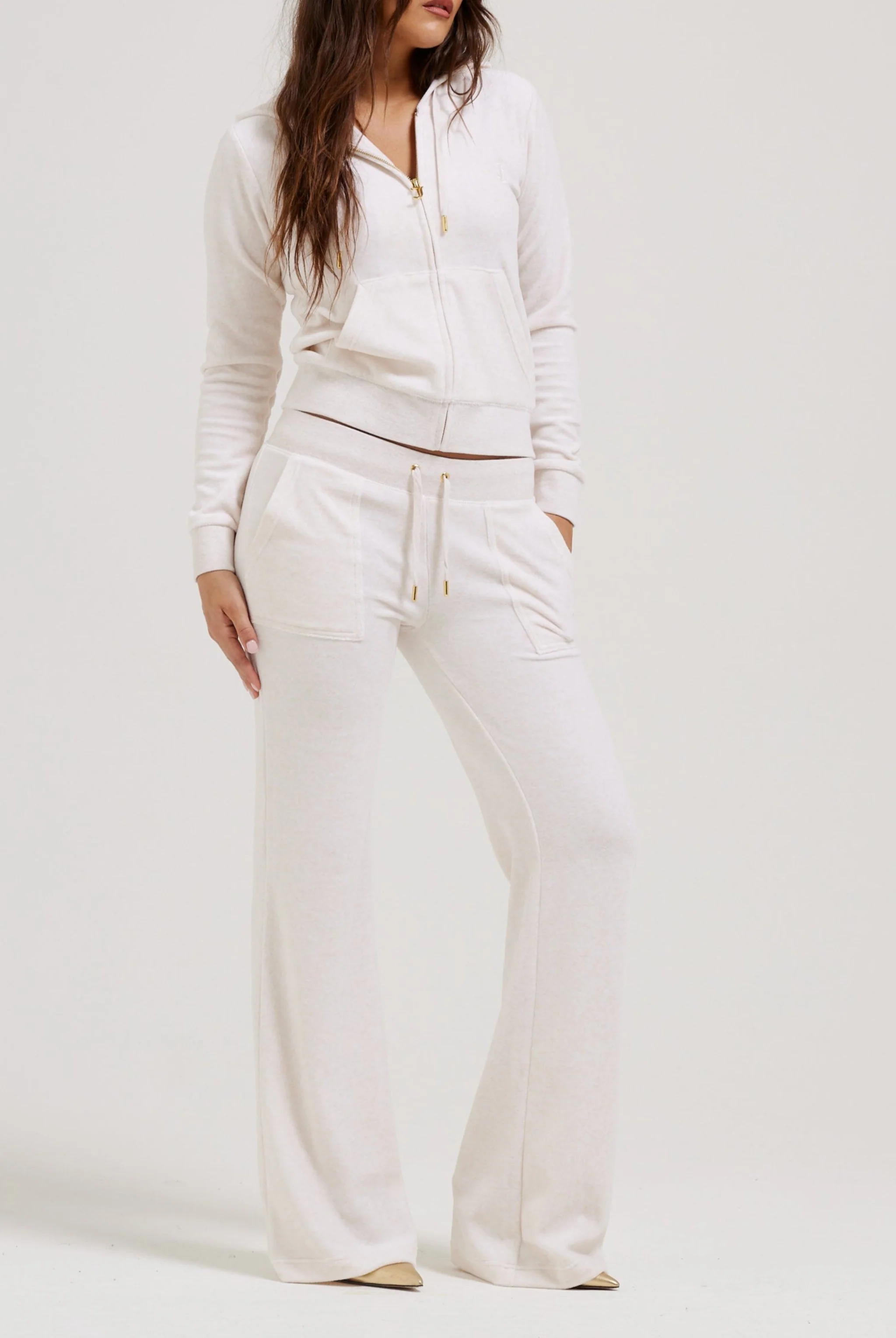 OATMEAL MARL & GOLD COTTON VELOUR ROBERTSON HOODIE - Image 11