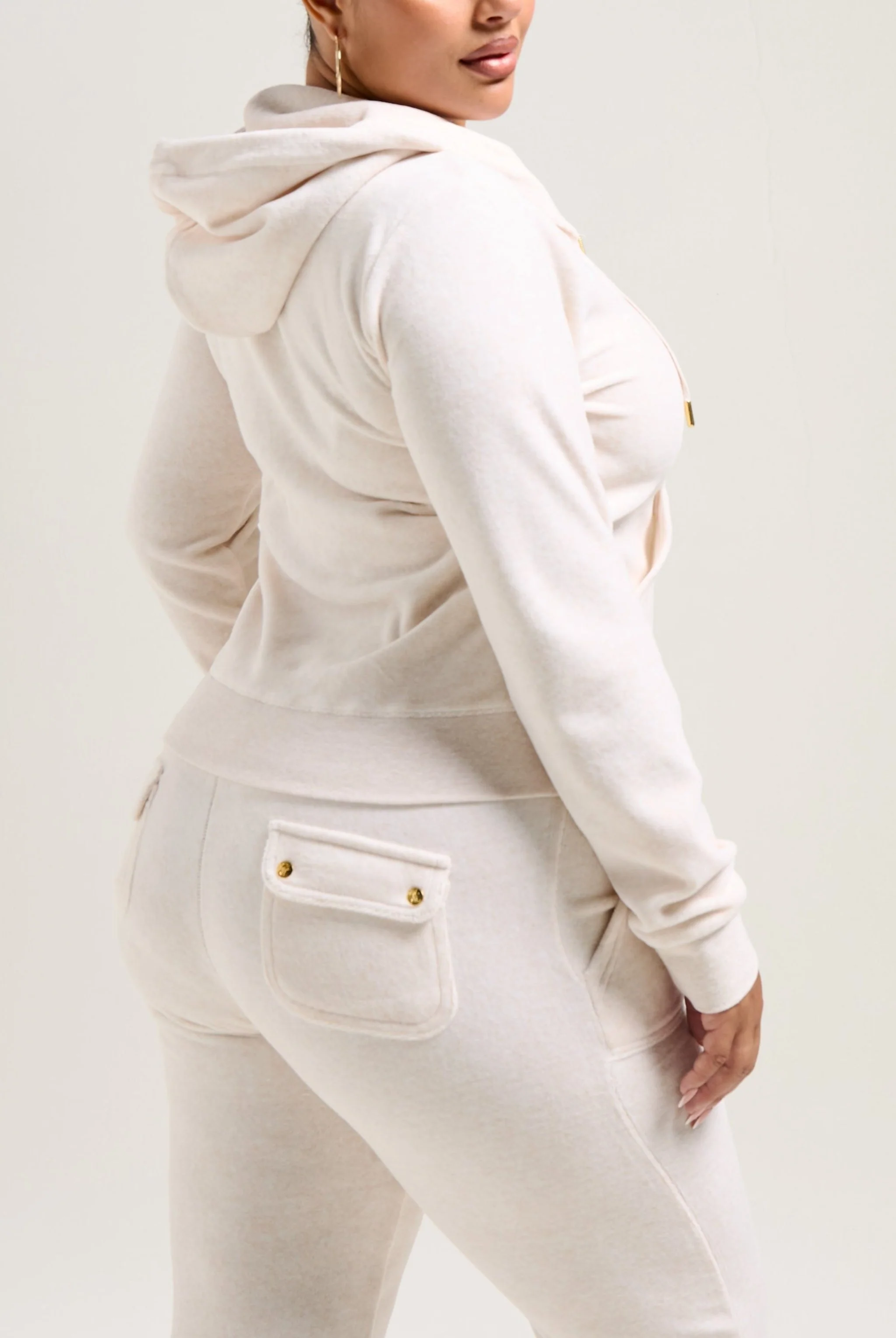 OATMEAL MARL & GOLD COTTON VELOUR ROBERTSON HOODIE - Image 13