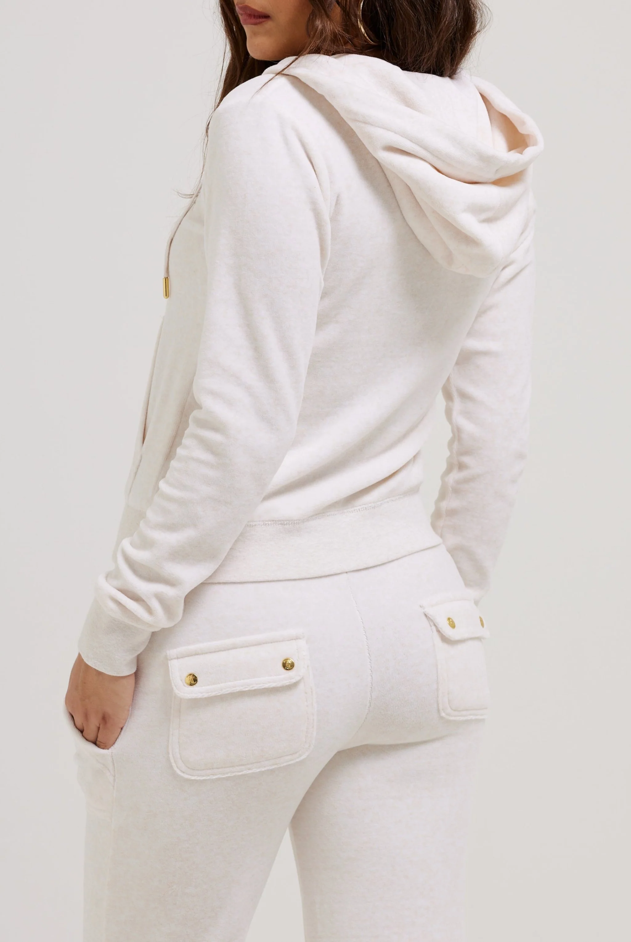 OATMEAL MARL & GOLD COTTON VELOUR ROBERTSON HOODIE - Image 8