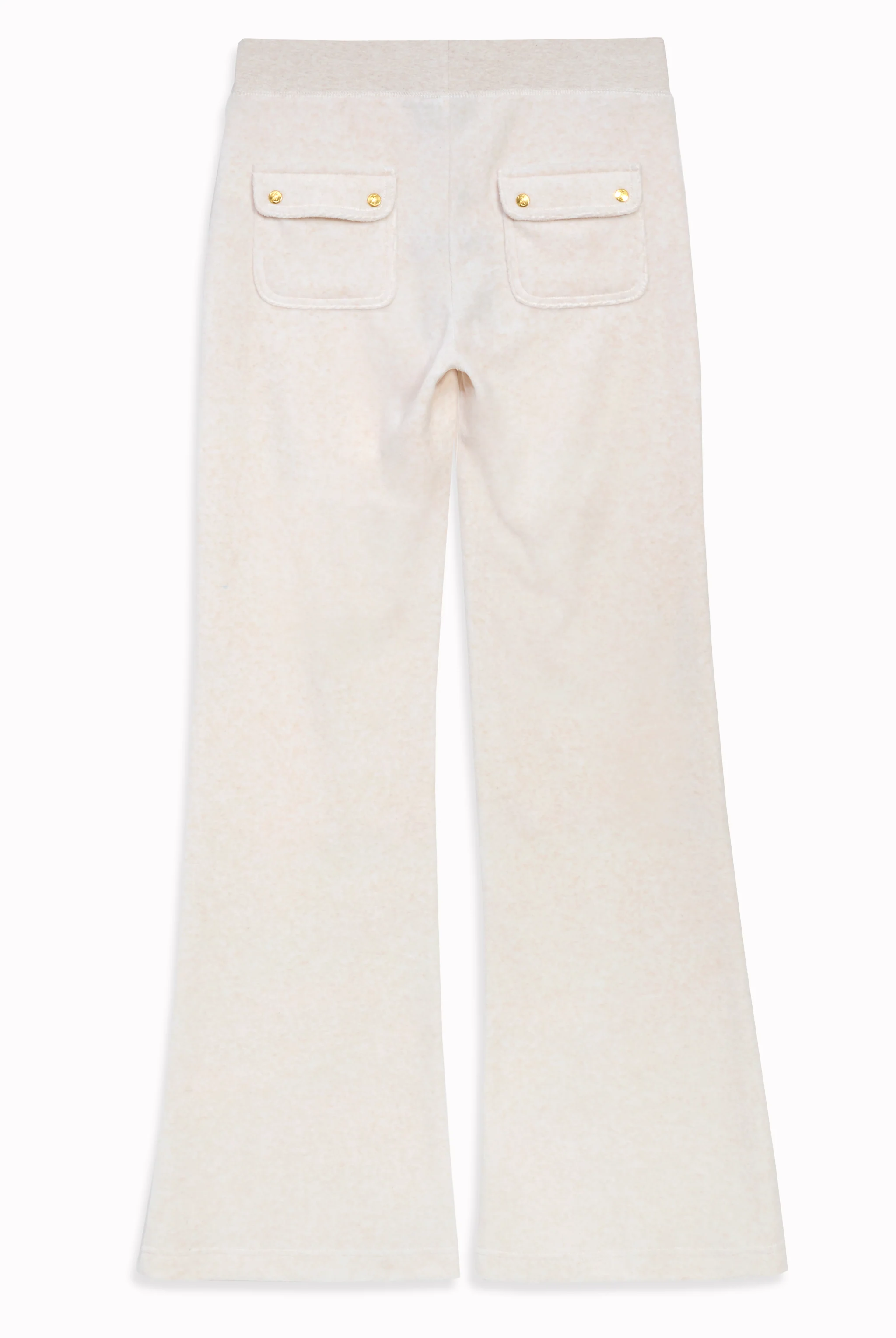 OATMEAL MARL & GOLD LOW RISE FLARE CLASSIC VELOUR TRACK PANT - Image 4