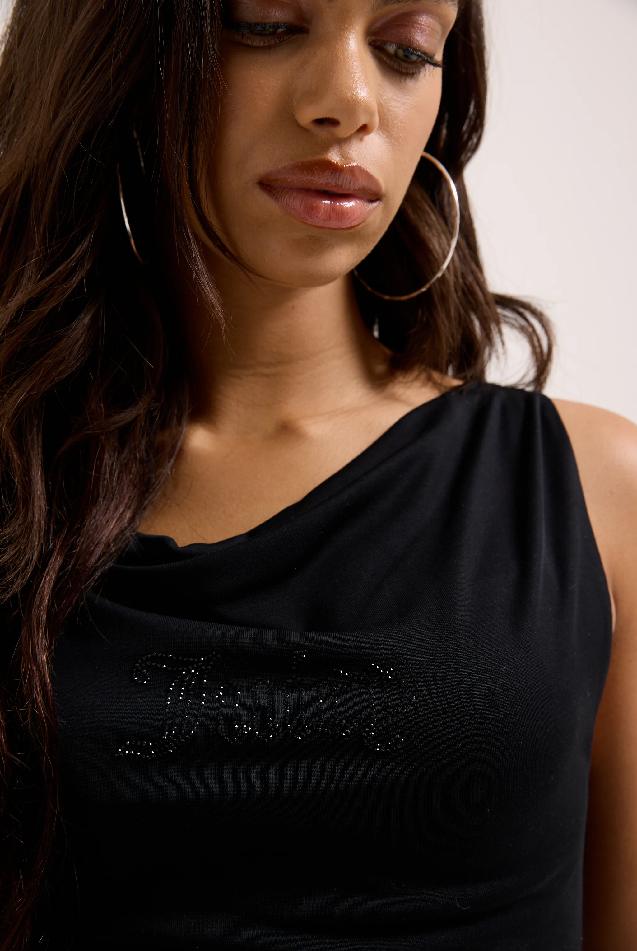 BLACK OUTLINE DIAMANTÉ DRAPE TOP - Image 8