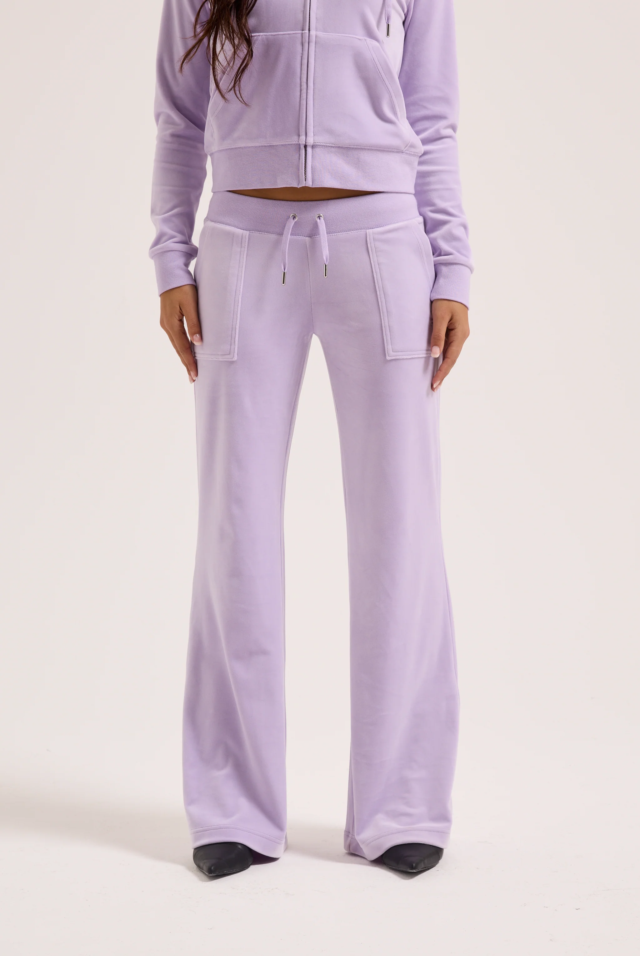 PASTEL LILAC LOW RISE FLARE CLASSIC VELOUR TRACK PANT - Image 6