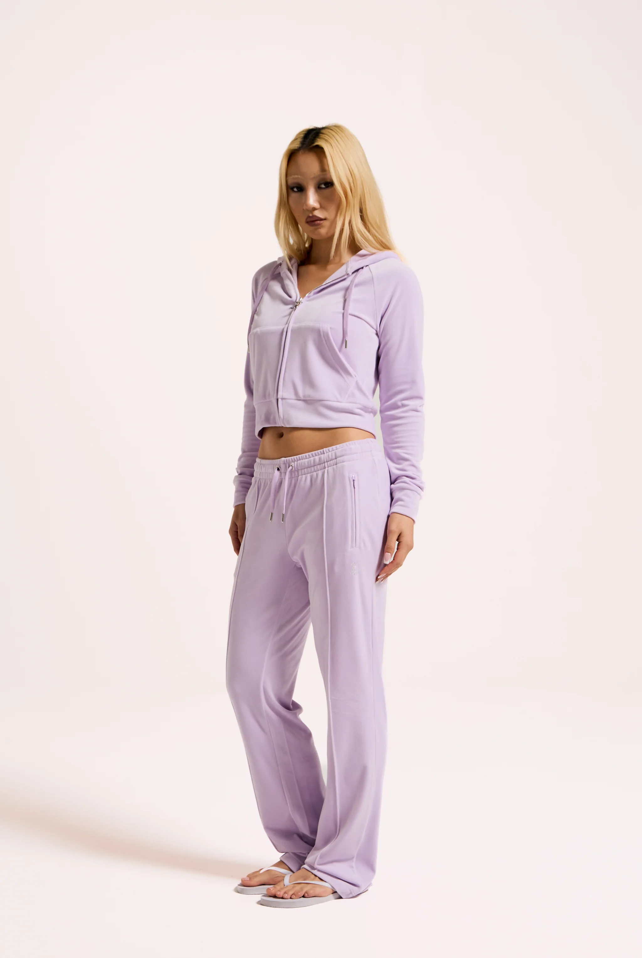 PASTEL LILAC VELOUR DIAMANTÉ TRACKSUIT BOTTOM - Image 7