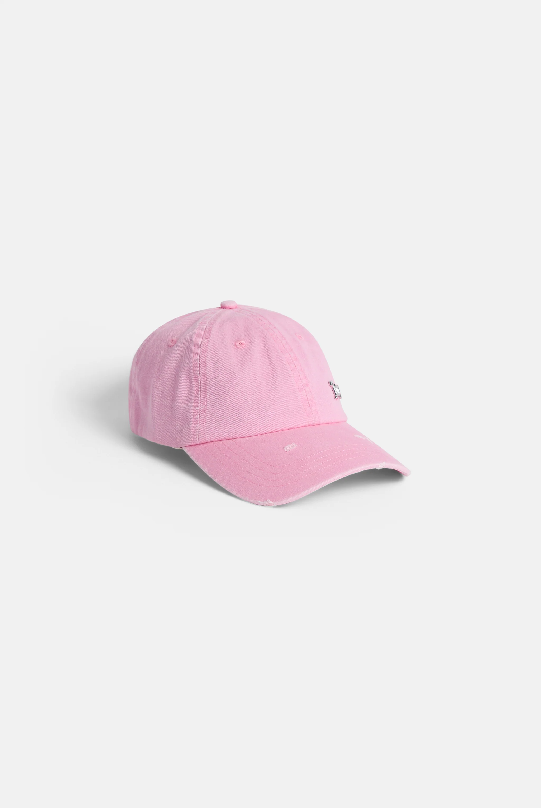 PINK DISTRESSED COTTON DENIM CAP - Image 5