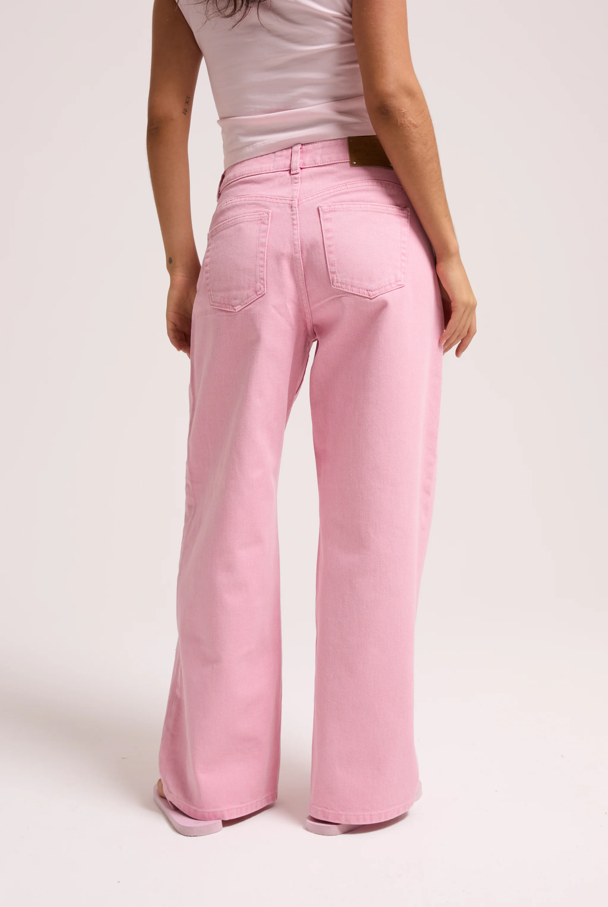 PINK WASH DIAMANTÉ WIDE LEG JEANS - Image 7