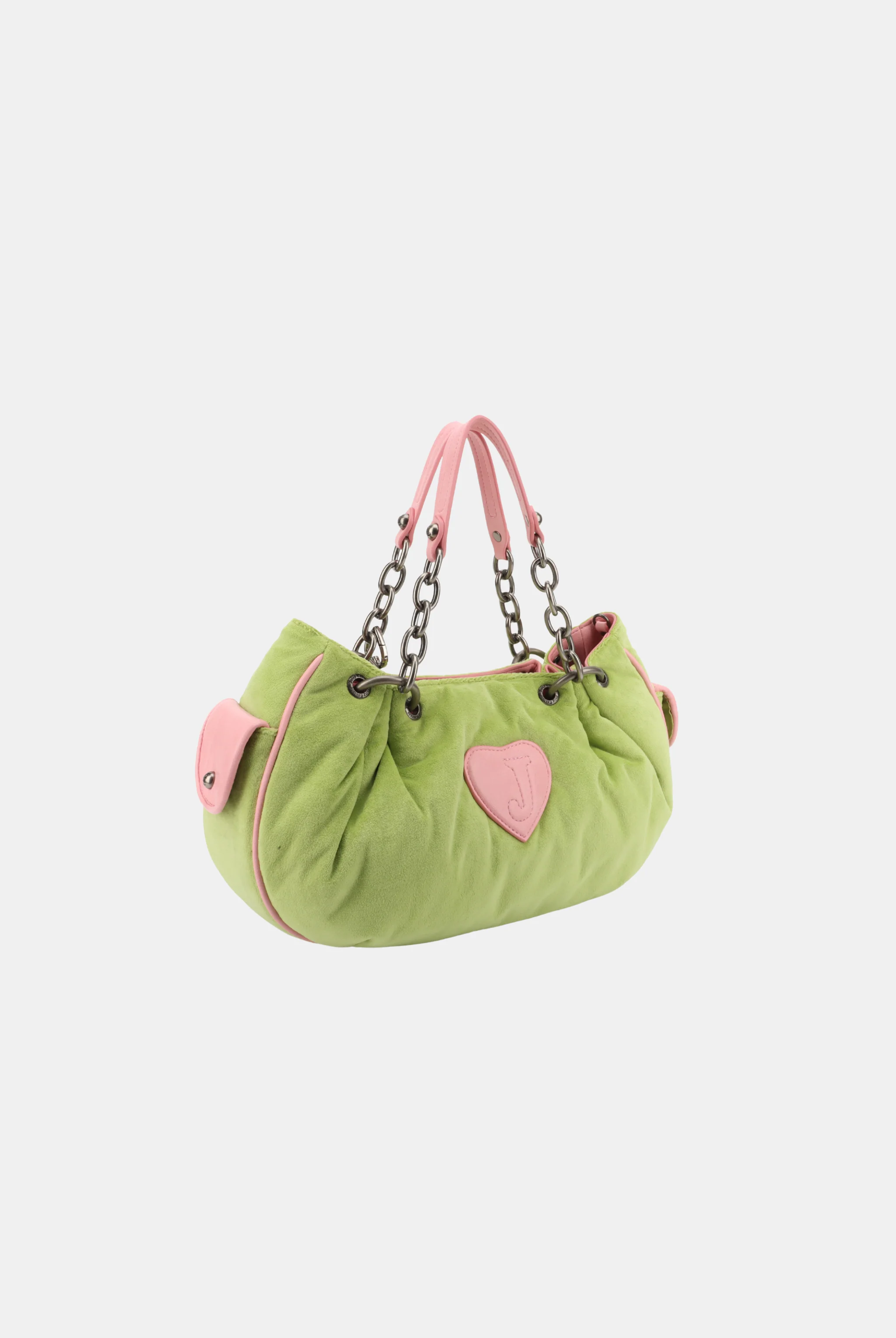 PISTACHIO GREEN CHAIN HANDLE DAYDREAMER CREST VELOUR BAG - Image 5