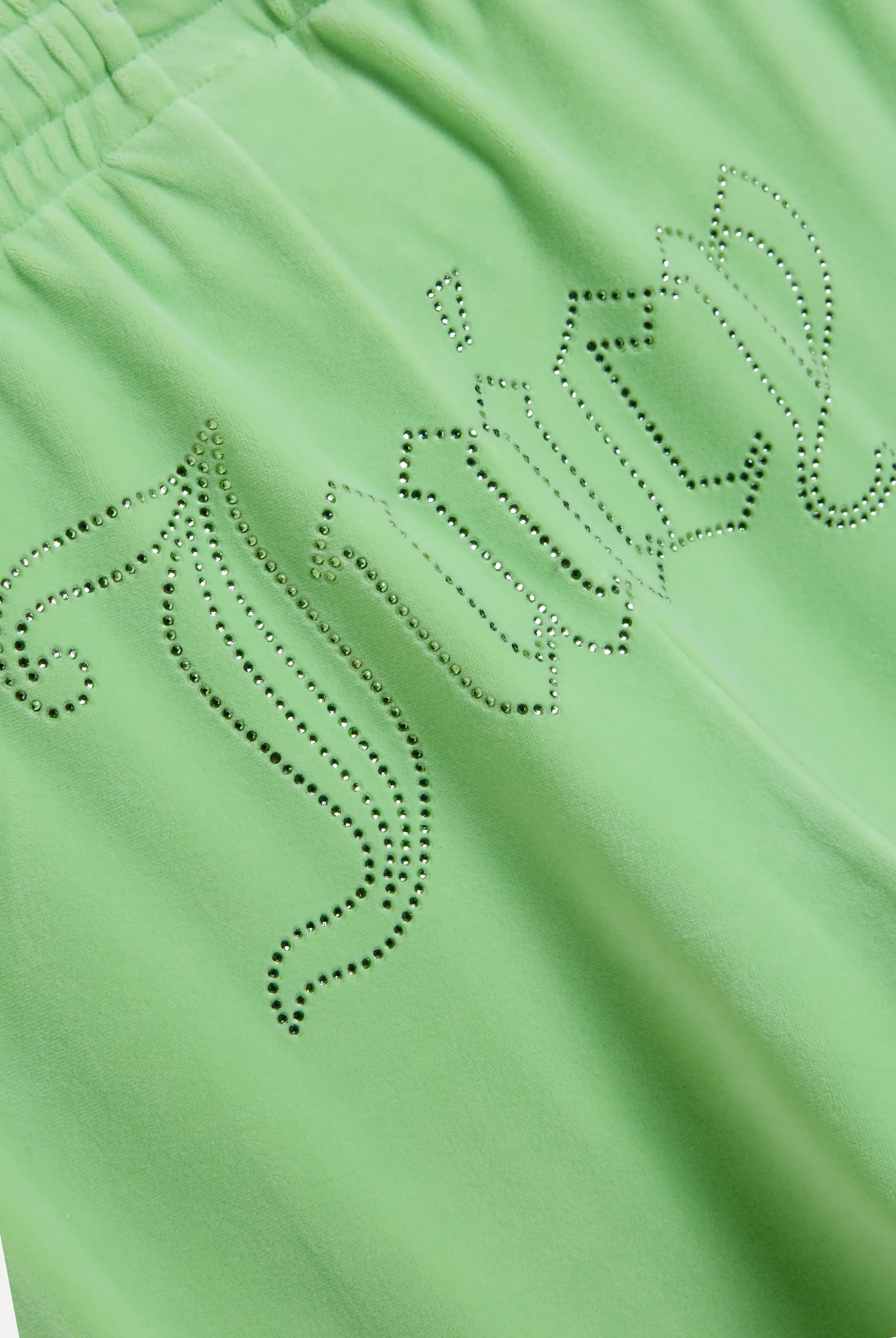 PISTACHIO GREEN VELOUR OUTLINE DIAMANTÉ TRACKSUIT BOTTOM - Image 4