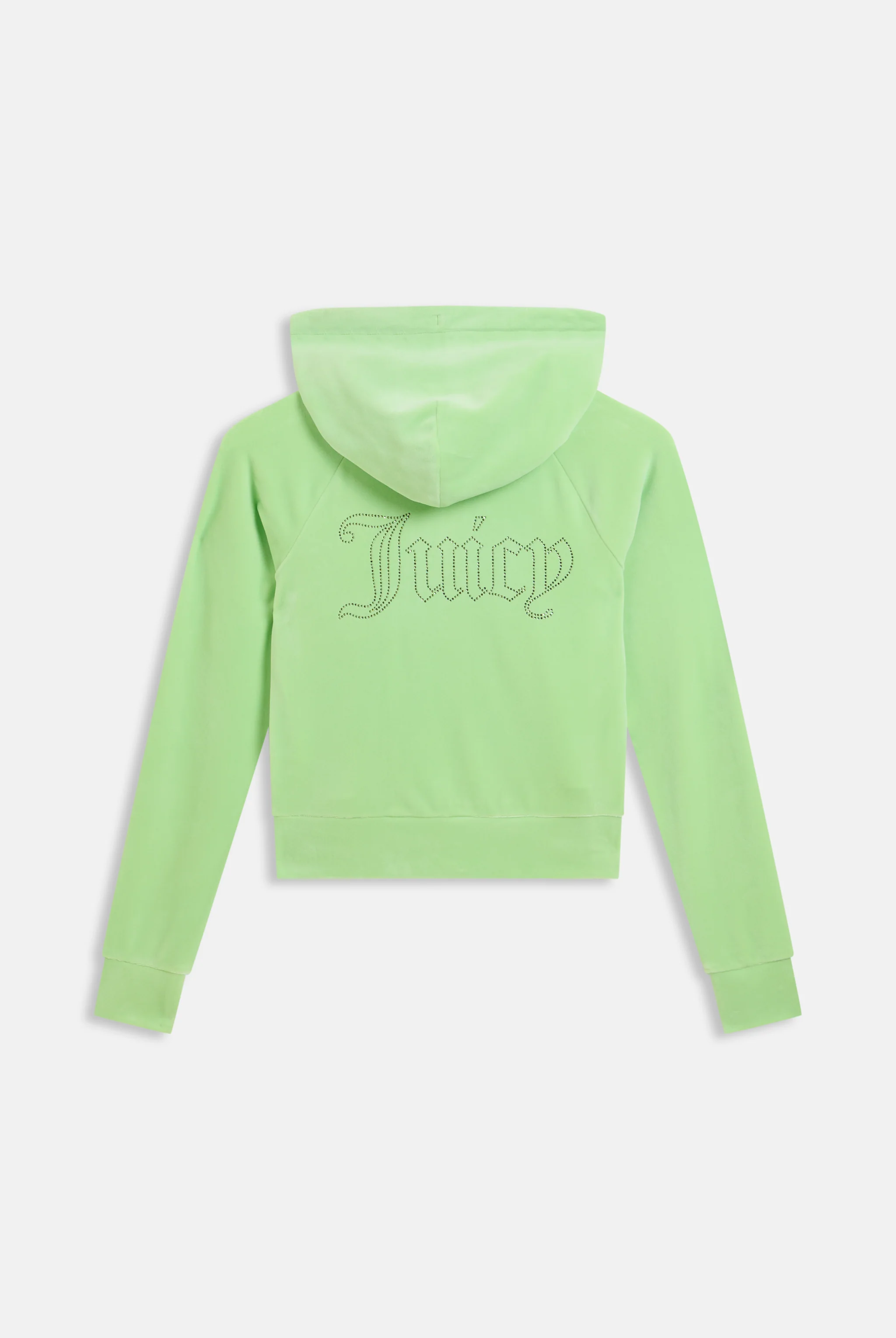 PISTACHIO GREEN OUTLINE DIAMANTÉ VELOUR ZIP-THROUGH HOODIE - Image 7