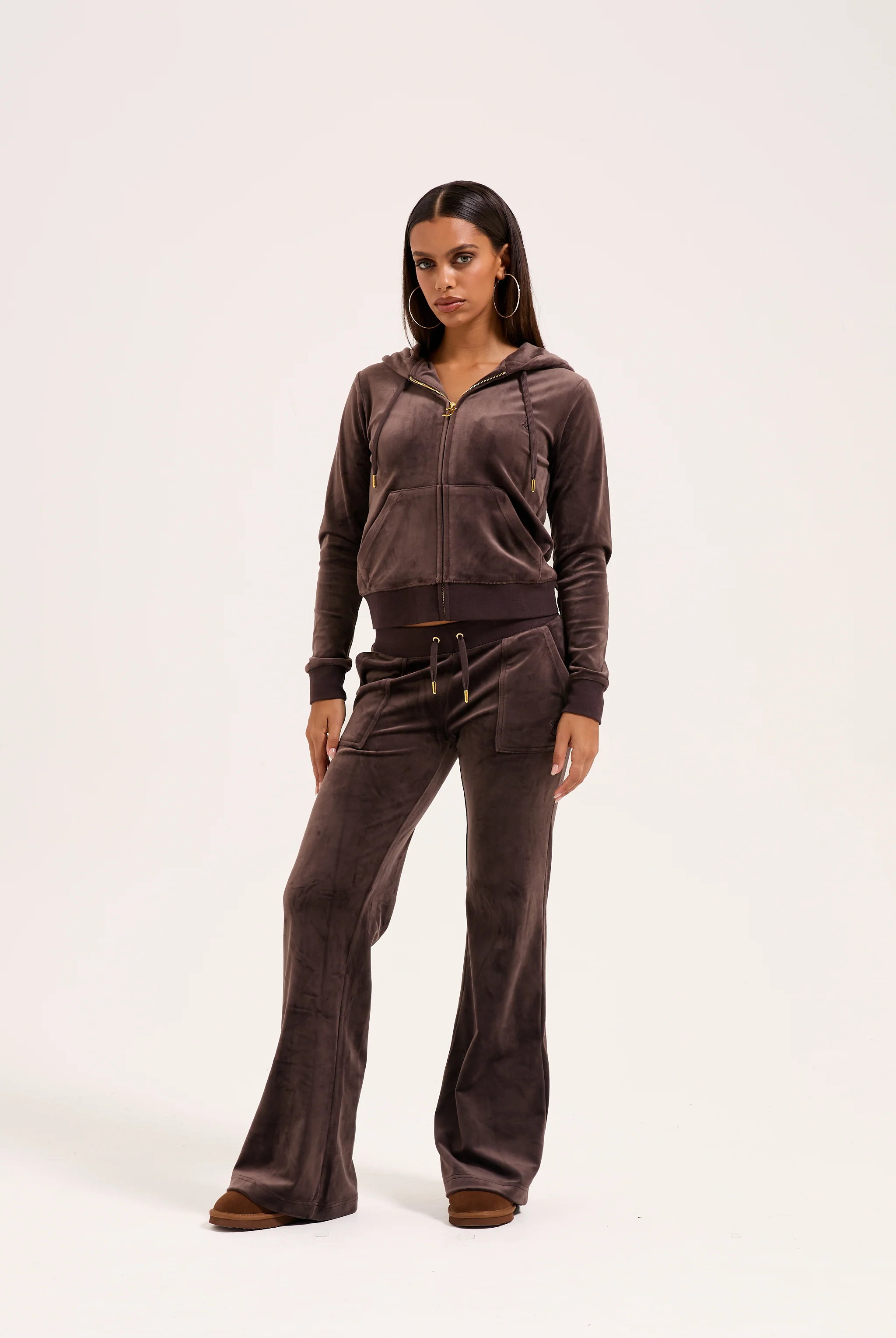 JAVA & GOLD CLASSIC VELOUR ROBERTSON HOODIE - Image 3