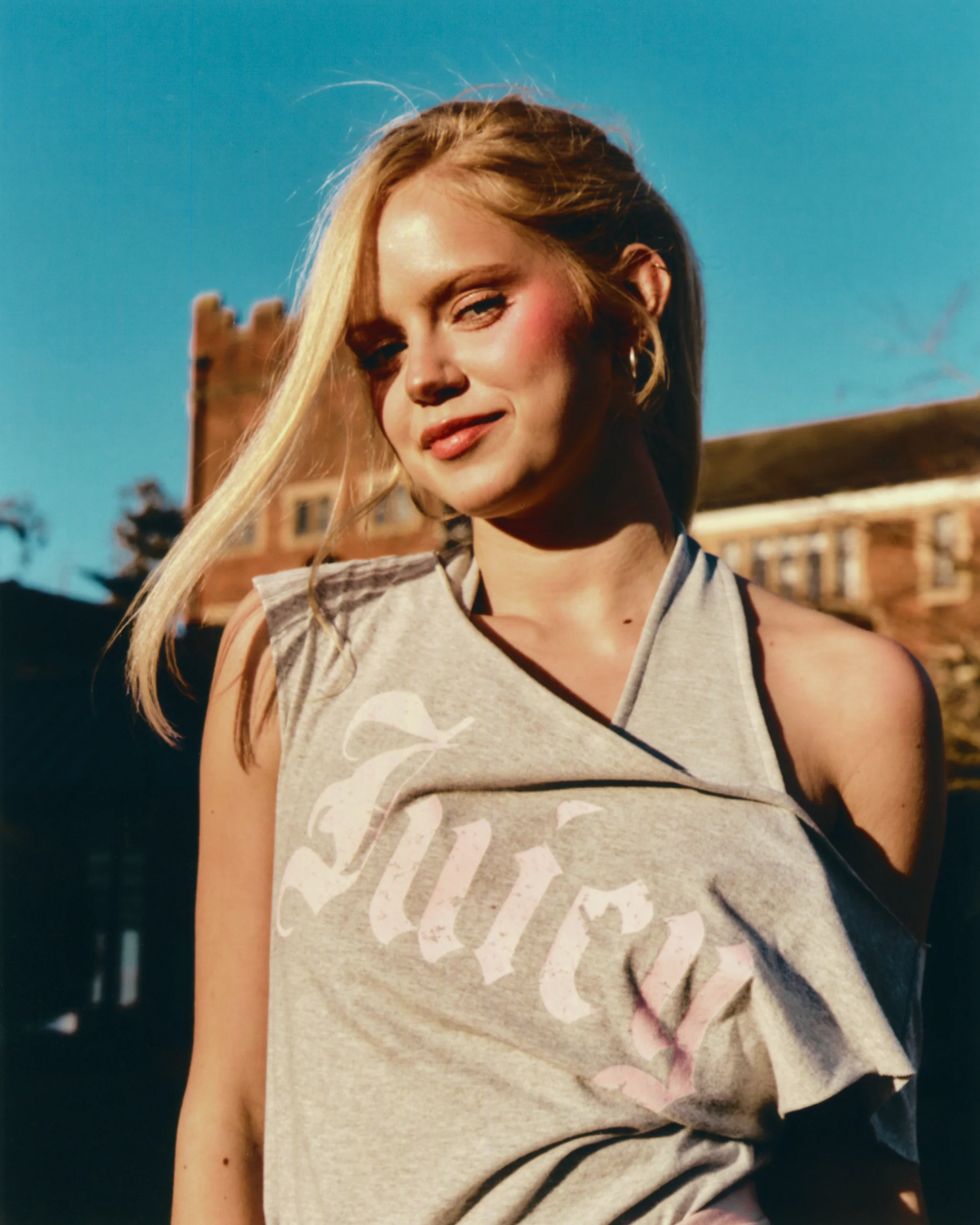 SILVER MARL OFF THE SHOULDER T-SHIRT - Image 2