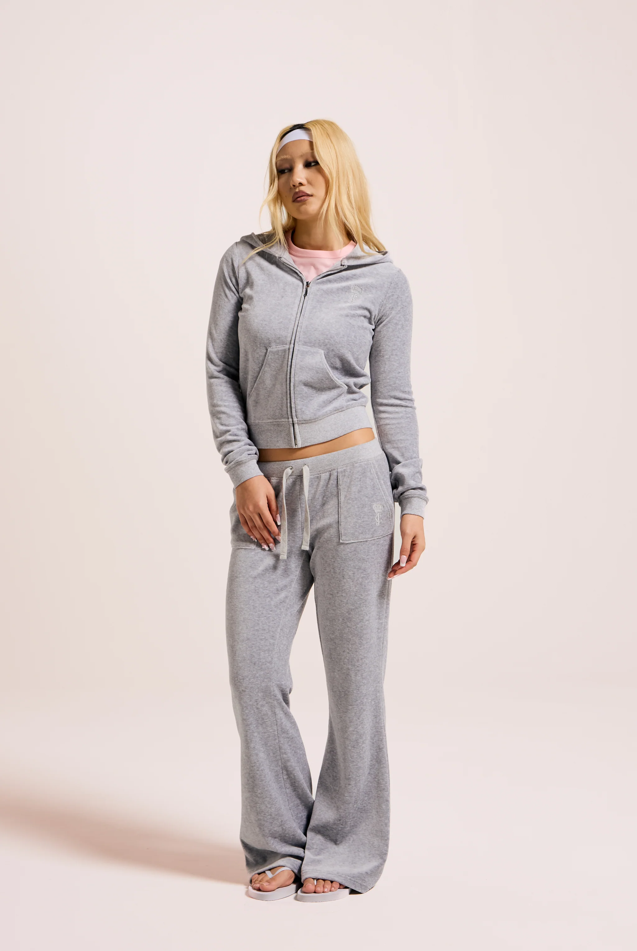 SILVER MARL BAMBOO VELOUR HERITAGE HOODIE - Image 3