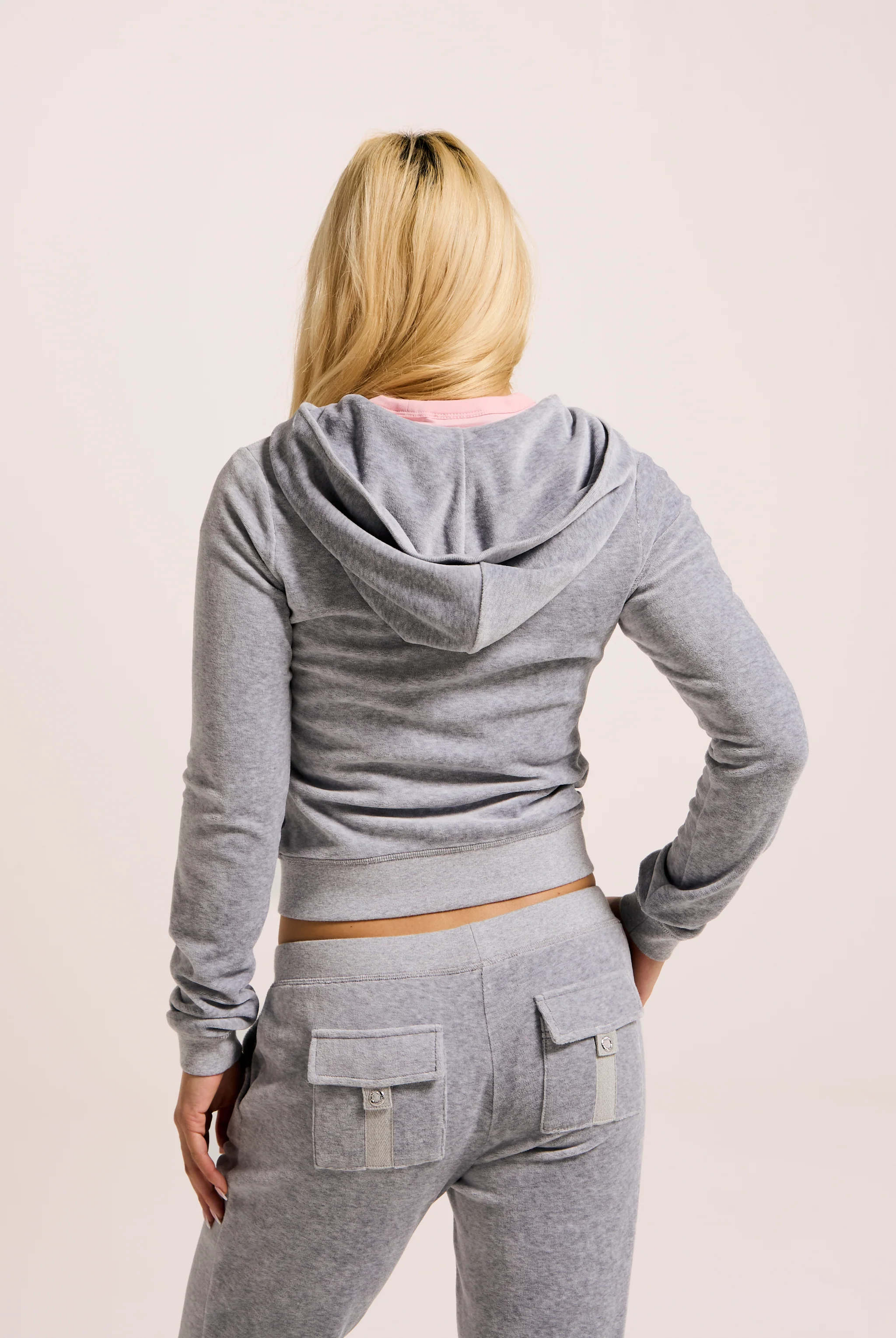 SILVER MARL BAMBOO VELOUR HERITAGE HOODIE - Image 8