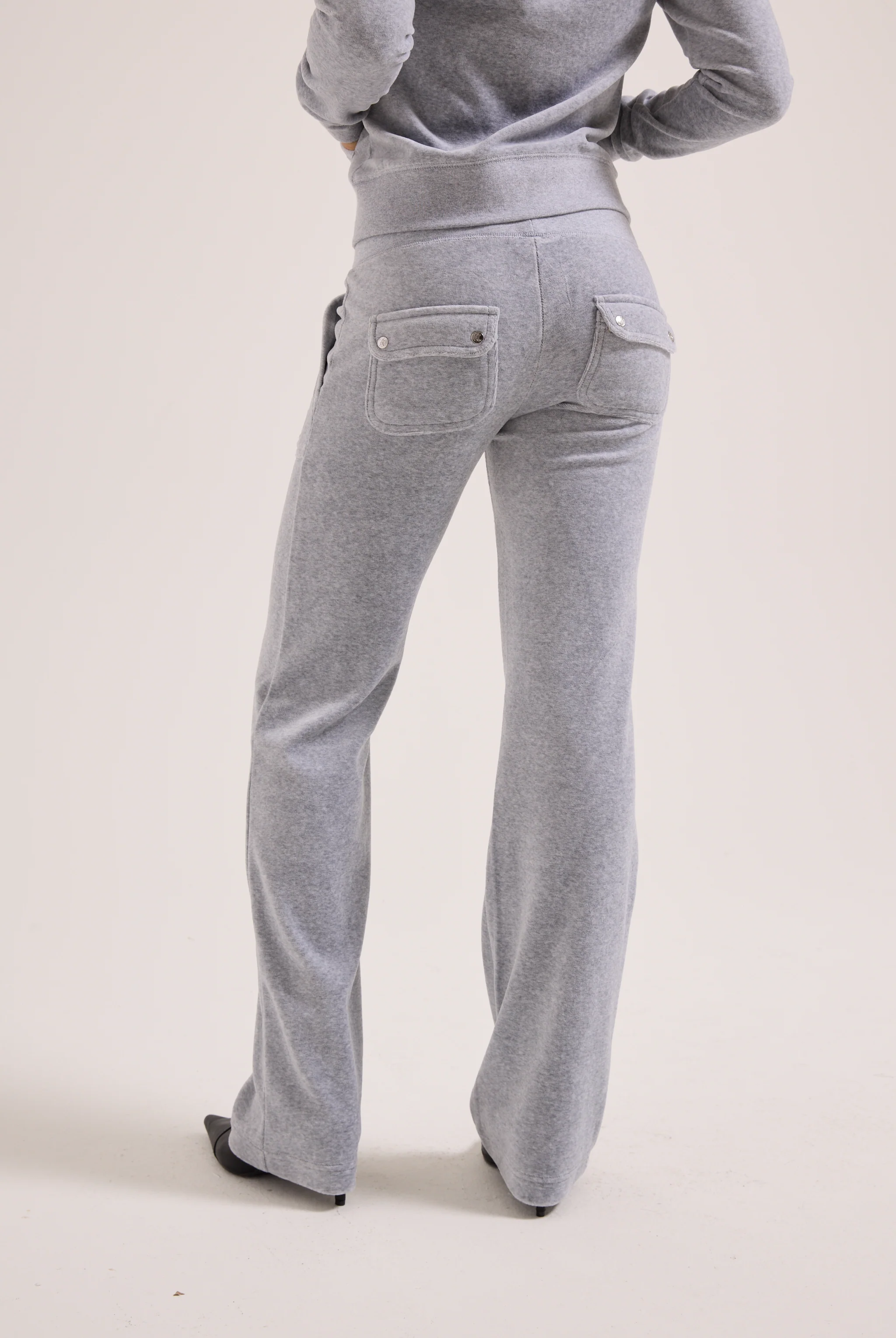 SILVER MARL COTTON VELOUR DEL RAY POCKETED BOTTOMS - Image 3
