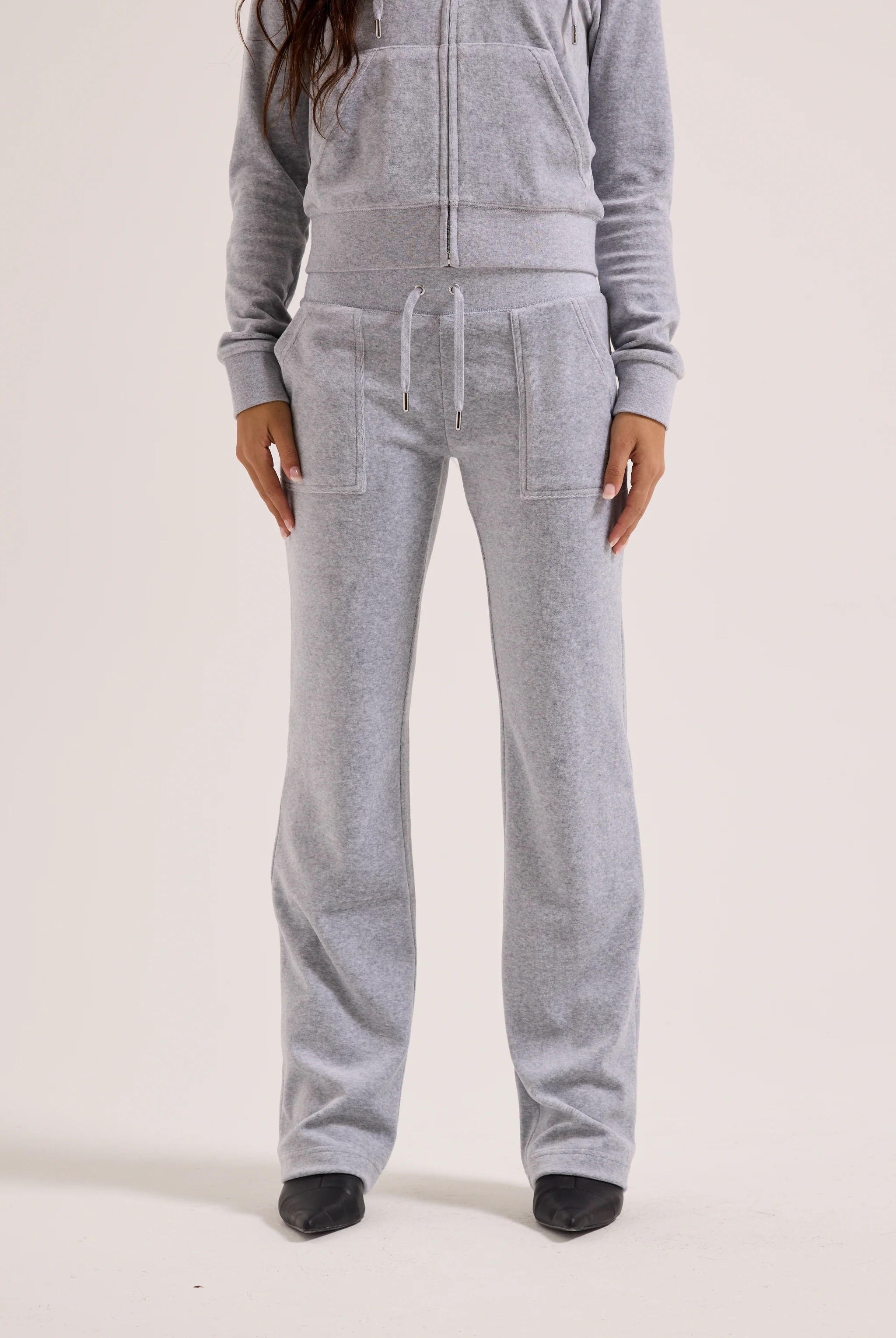 SILVER MARL COTTON VELOUR DEL RAY POCKETED BOTTOMS - Image 4