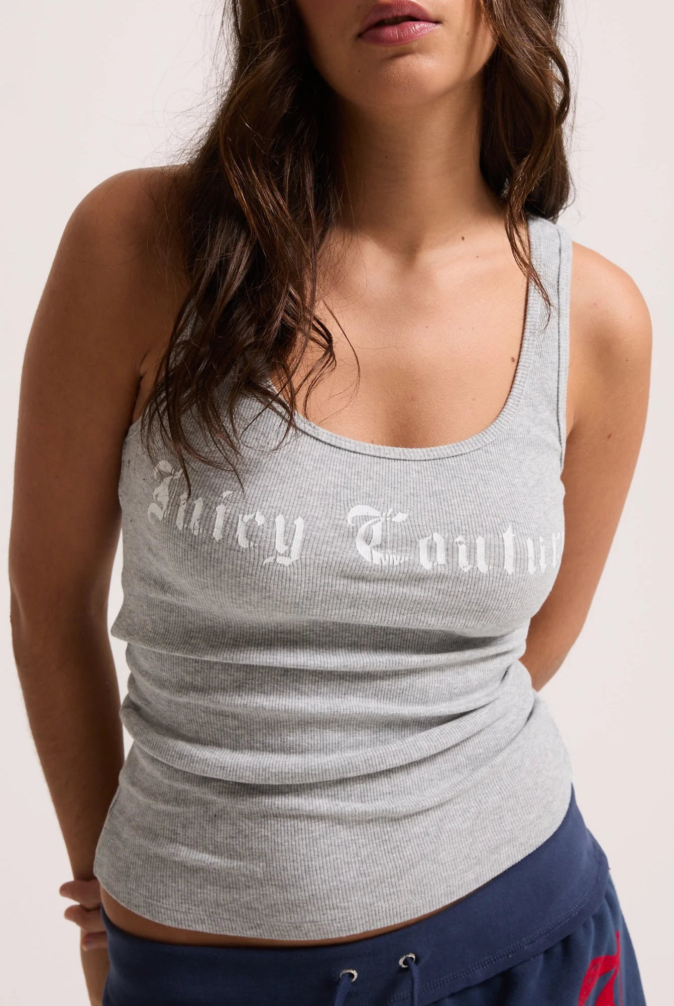 SILVER MARL  LONGLINE RIBBED VEST