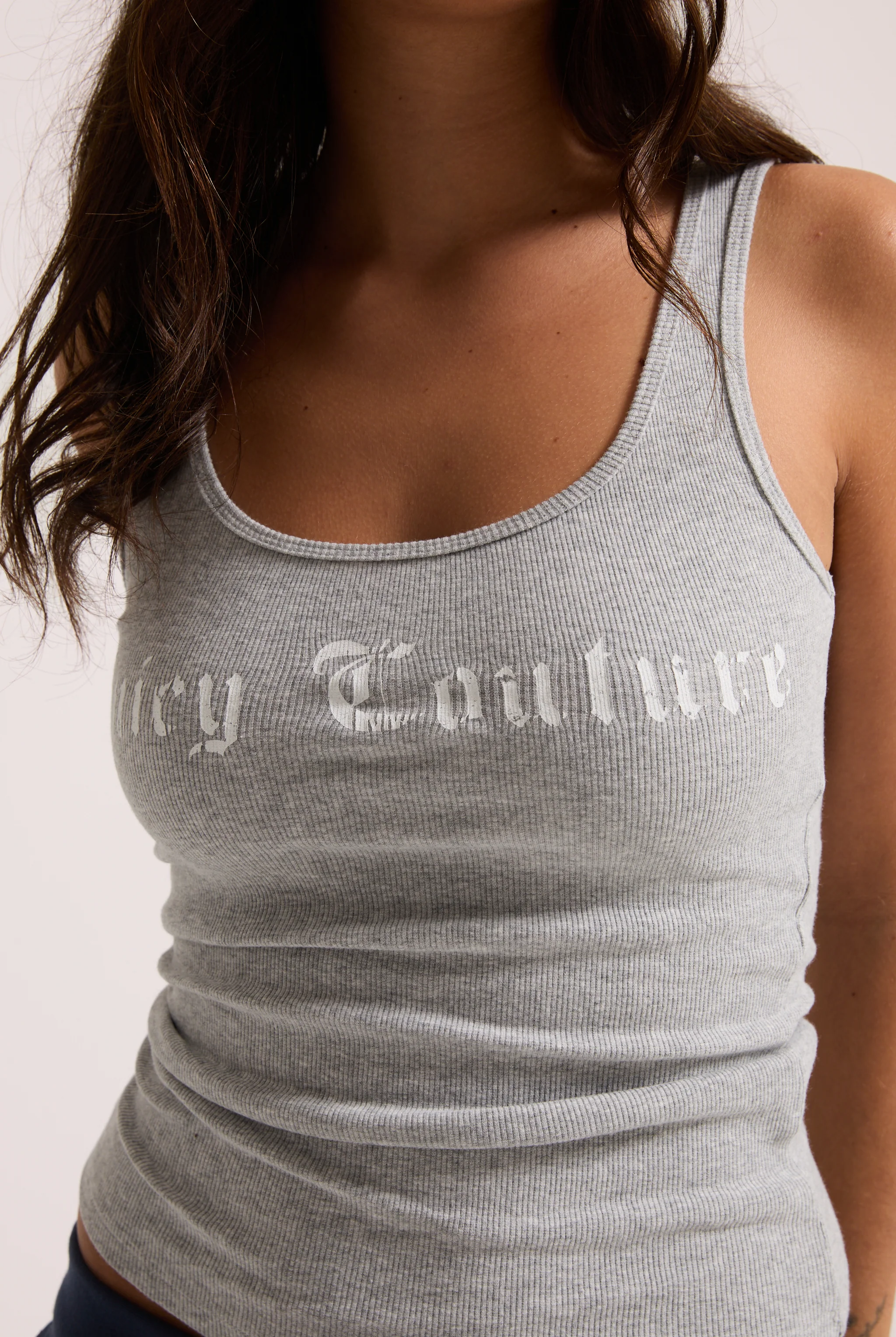 SILVER MARL  LONGLINE RIBBED VEST - Image 7