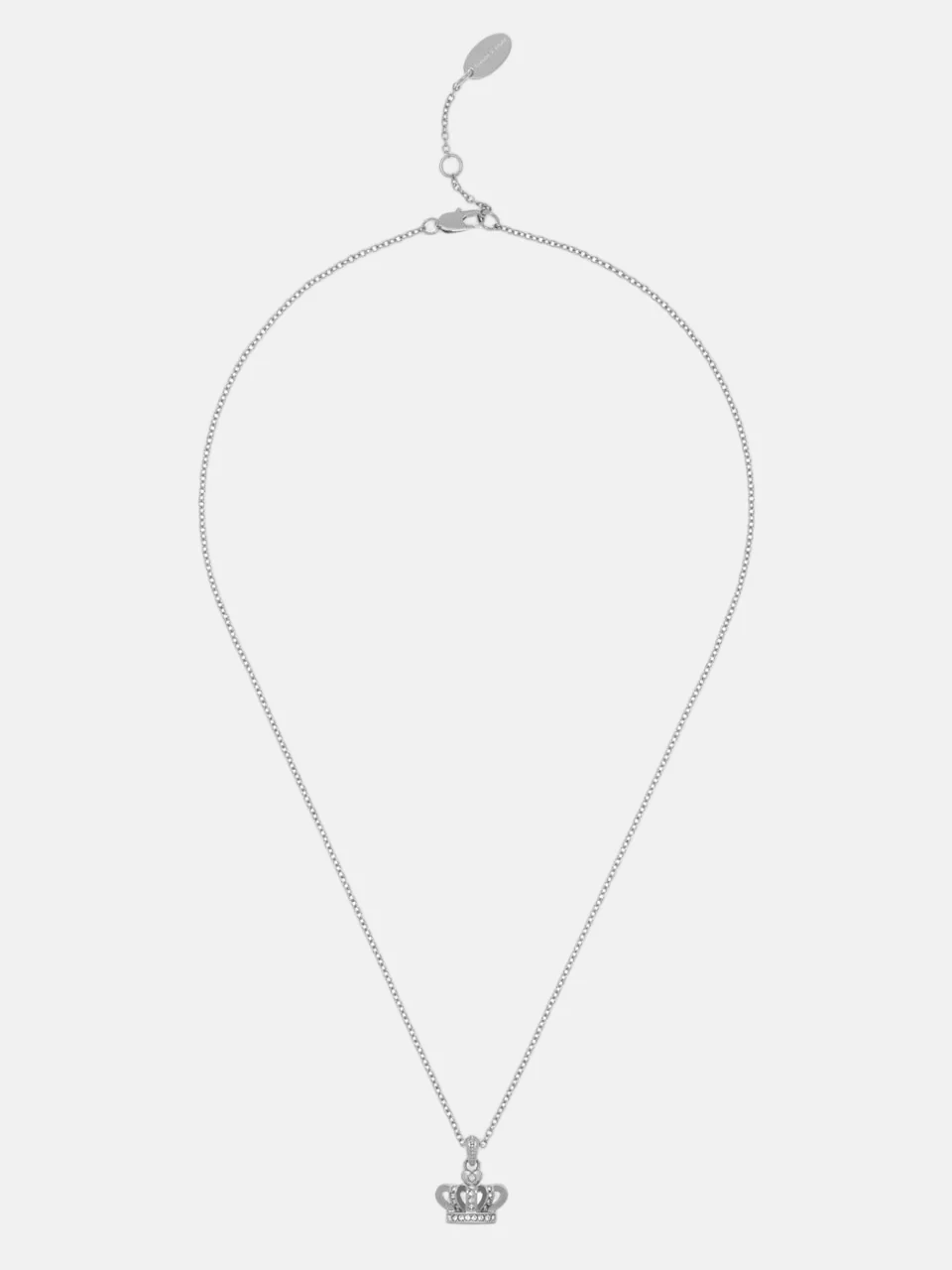 SILVER TONE CRYSTAL ICON CROWN PENDANT