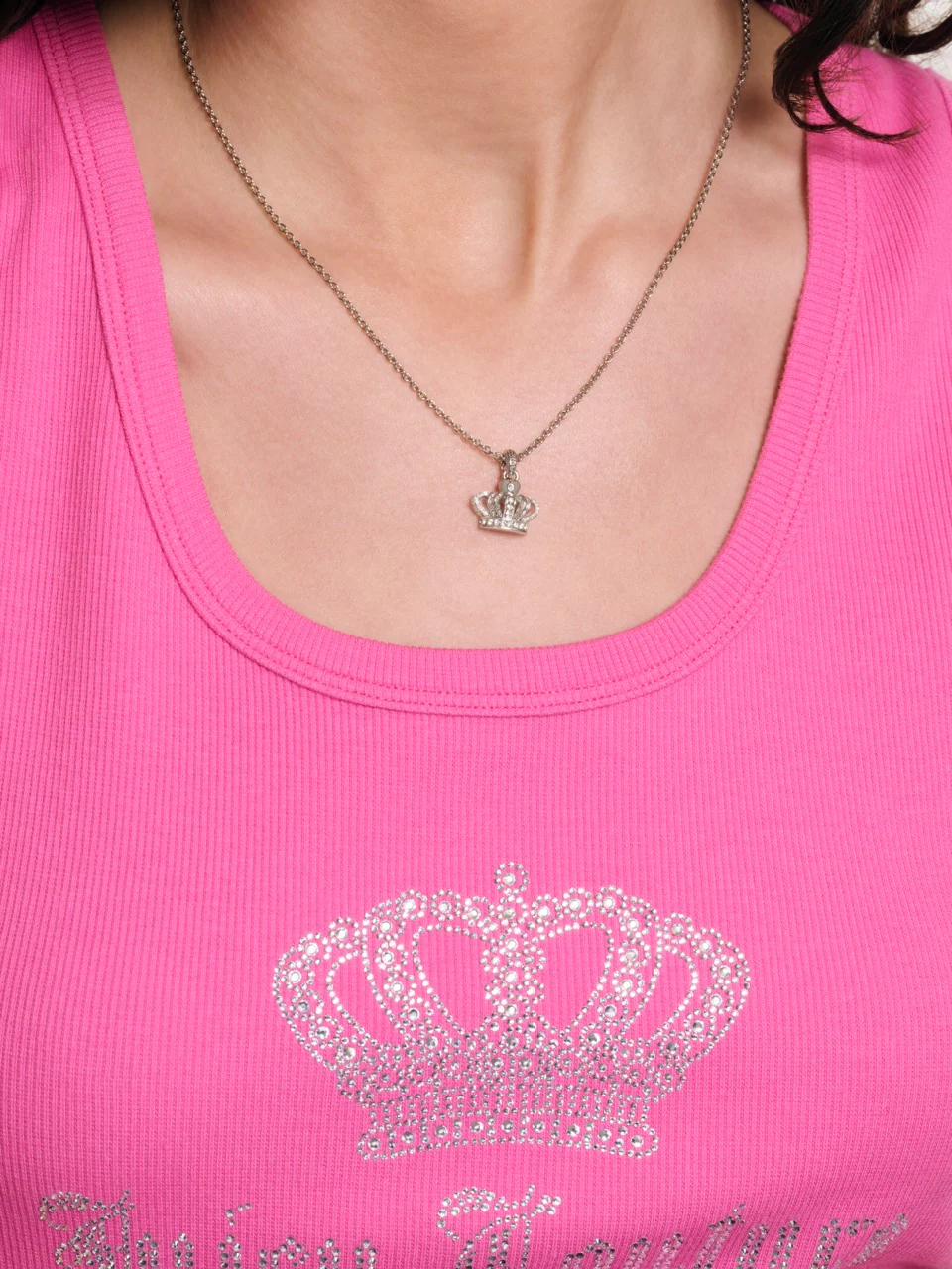 SILVER TONE CRYSTAL ICON CROWN PENDANT - Image 2