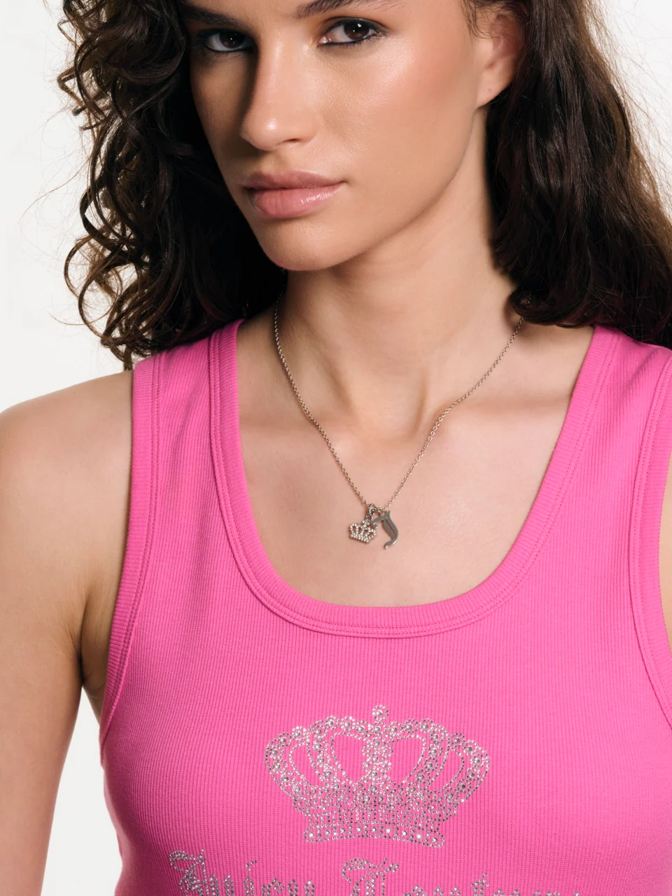 SILVER TONE CRYSTAL MOTIF CROWN & J CHARM PENDANT - Image 4