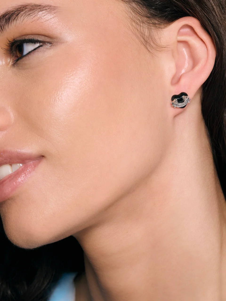 SILVER TONE ENAMEL ICON HEART STUD EARRINGS - Image 2