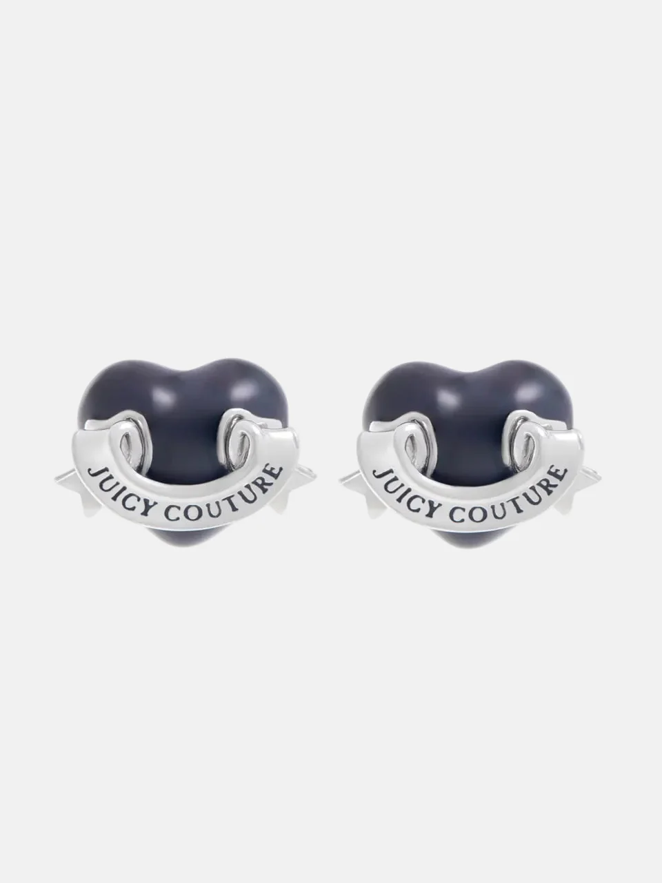 SILVER TONE ENAMEL ICON HEART STUD EARRINGS - Image 5