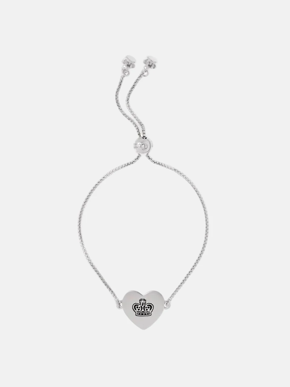 SILVER TONE JUICY COUTURE REVERSIBLE HEART ADJUSTABLE BRACELET