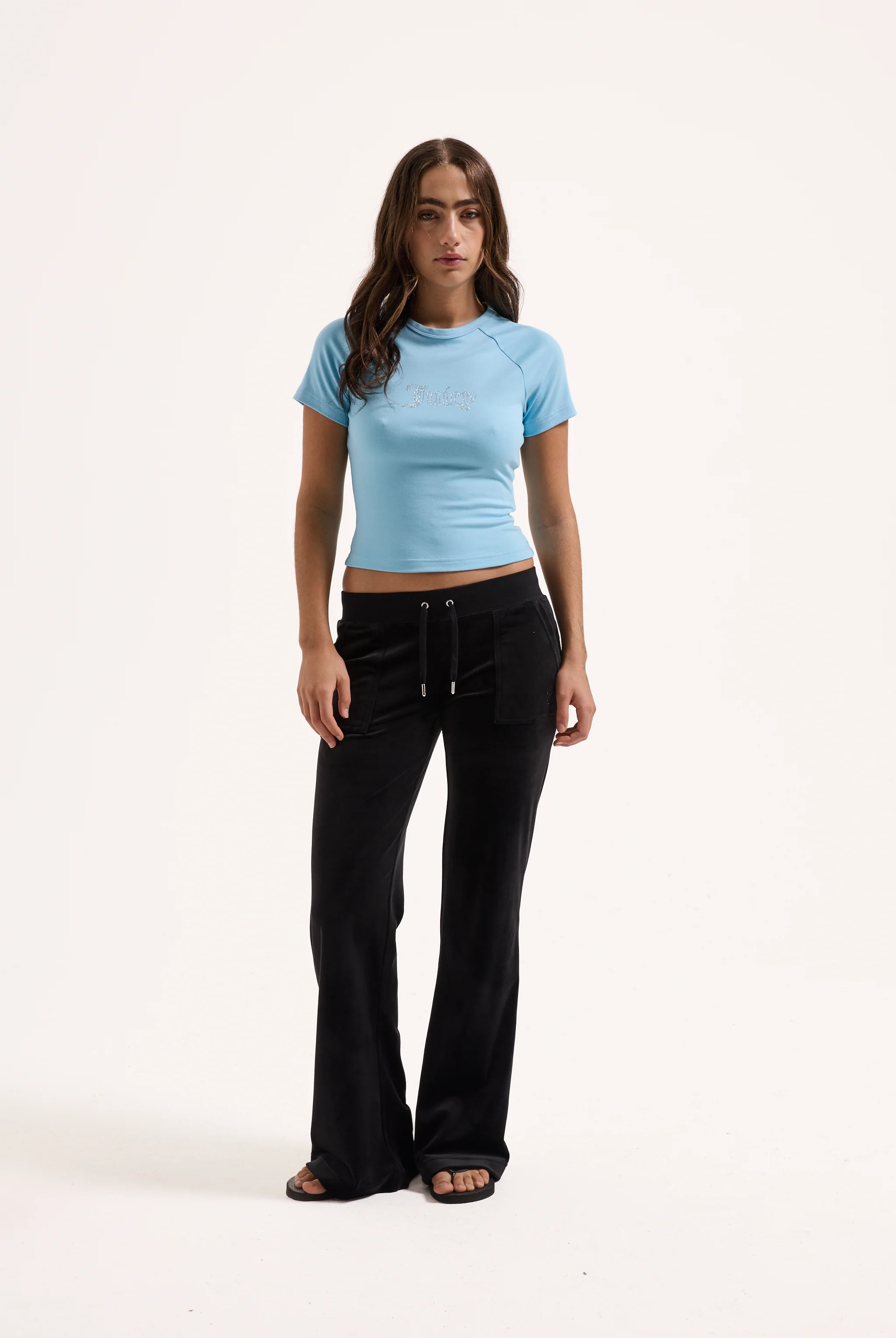 SKY BLUE RAGLAN DIAMANTÉ BABY TEE - Image 3