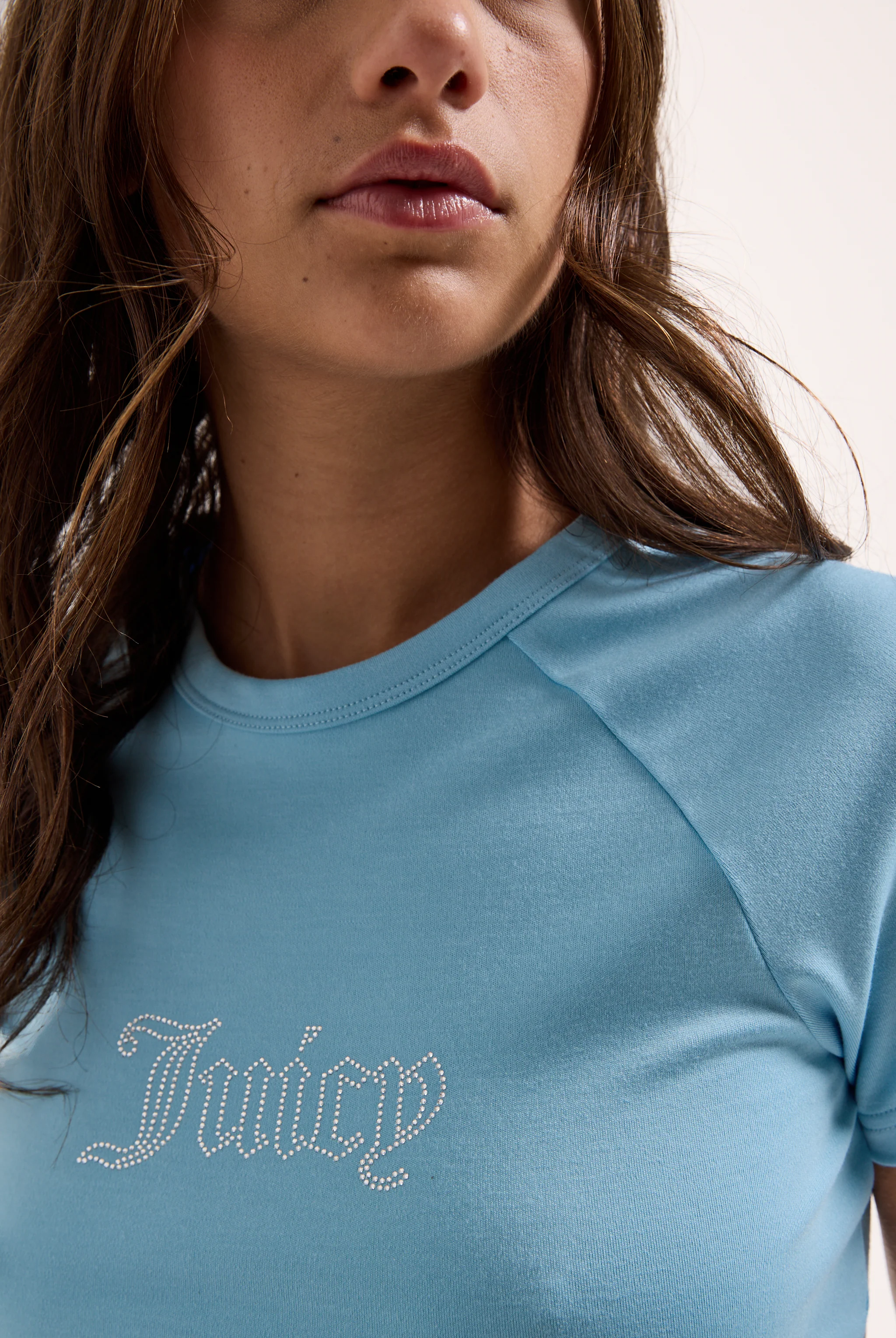 SKY BLUE RAGLAN DIAMANTÉ BABY TEE - Image 4