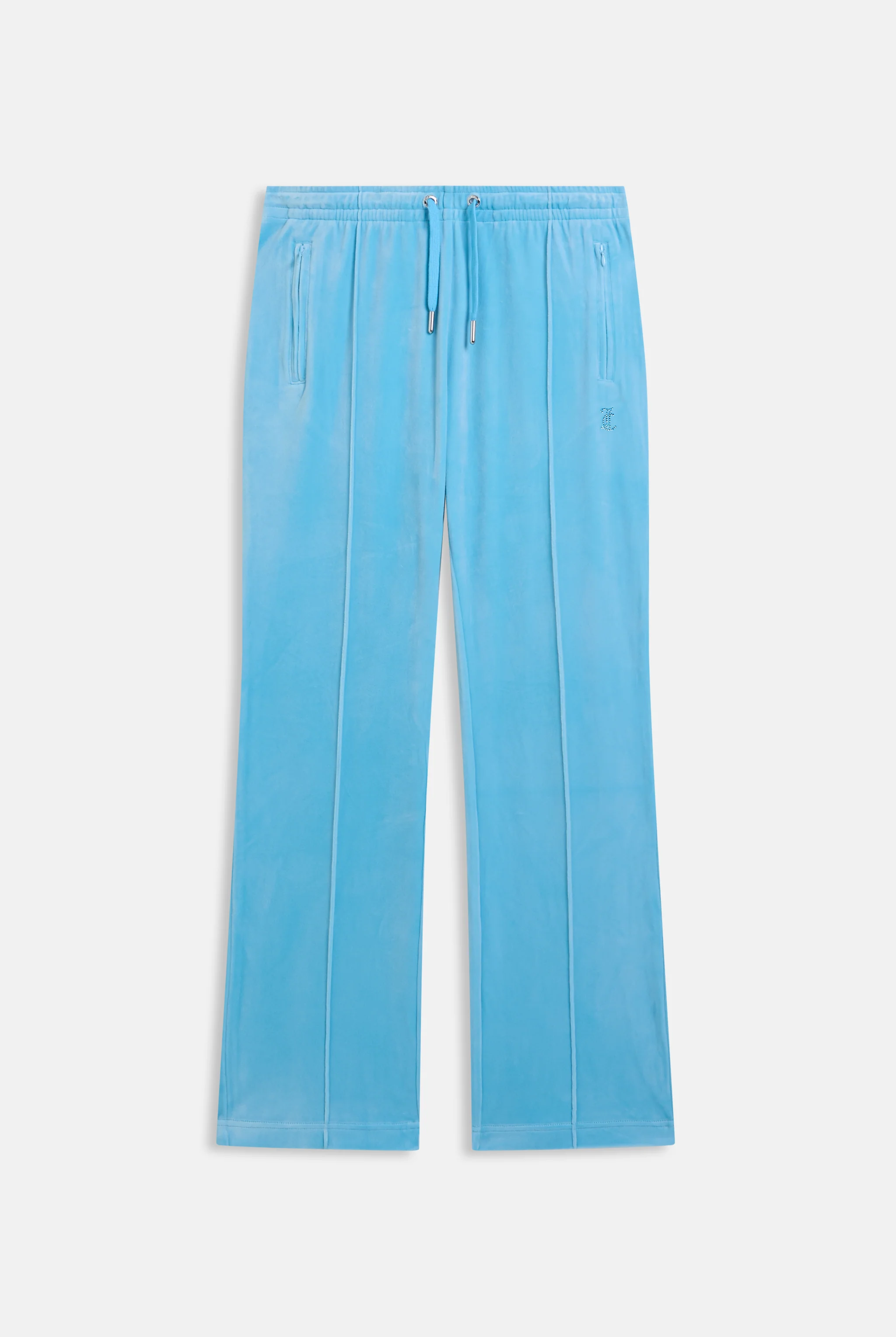 SKY BLUE VELOUR OUTLINE DIAMANTÉ TRACKSUIT BOTTOM - Image 4