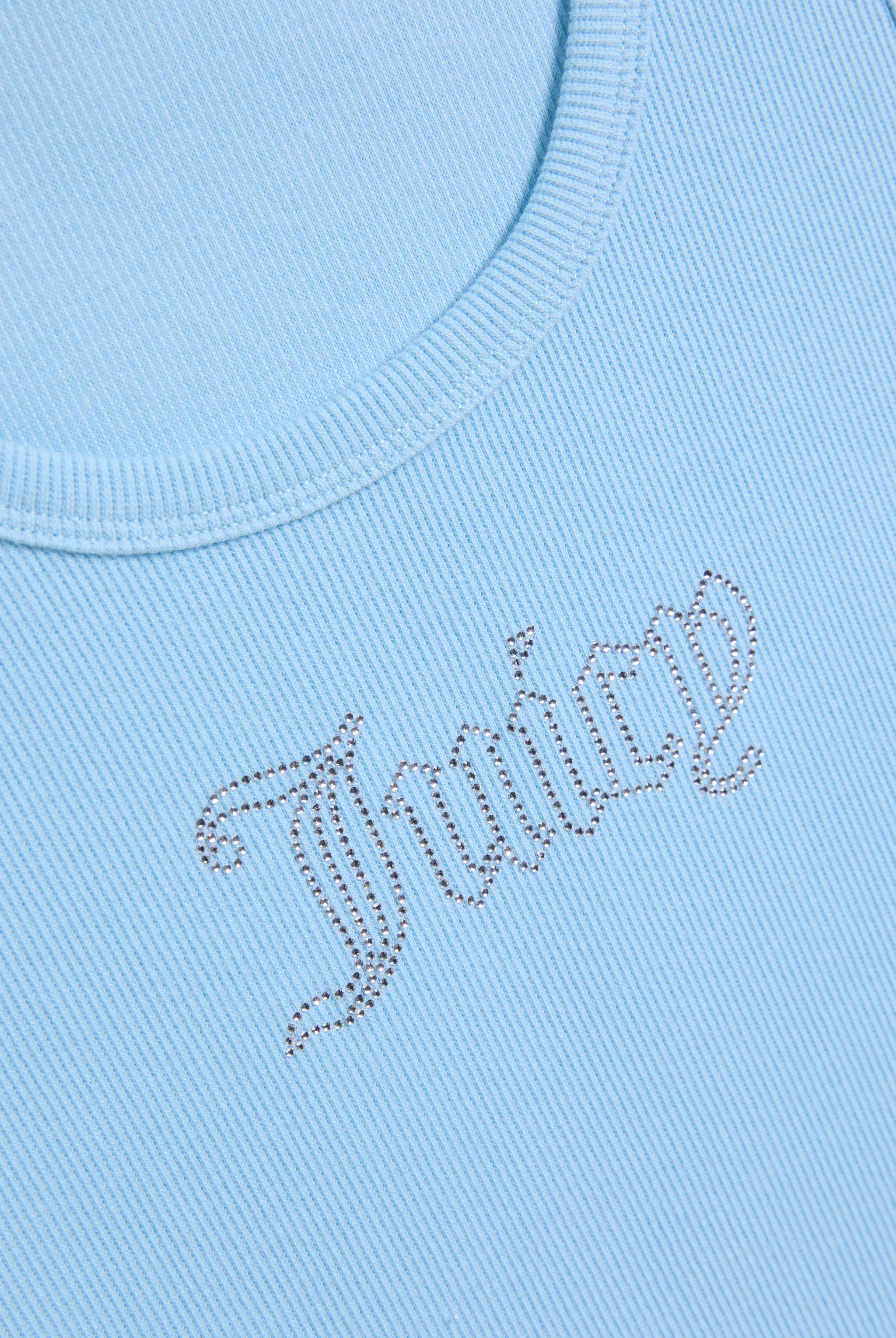 SKY BLUE RIBBED OUTLINE DIAMANTÉ RACER VEST - Image 4
