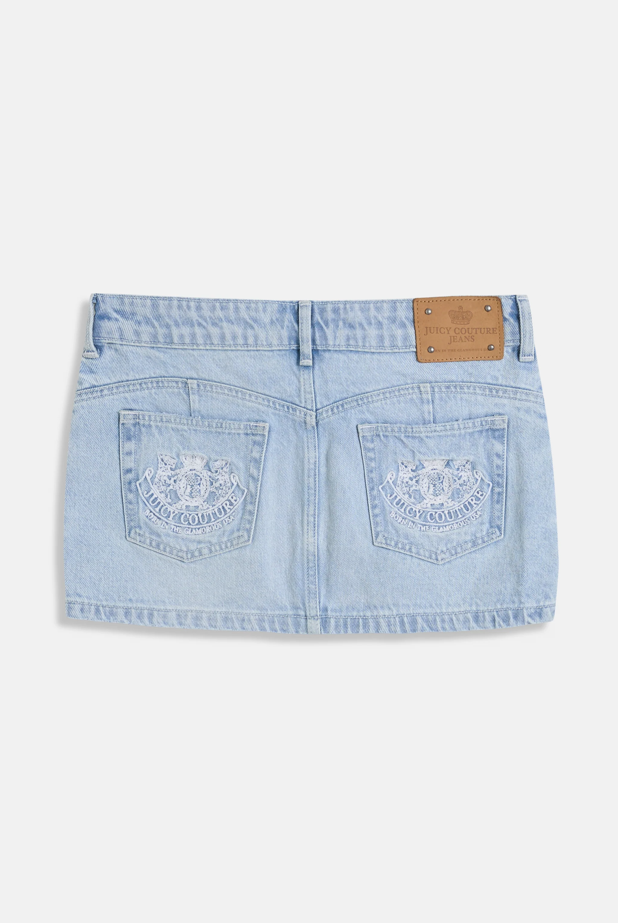 LIGHT WASH DENIM DOG CREST MINI SKIRT - Image 10