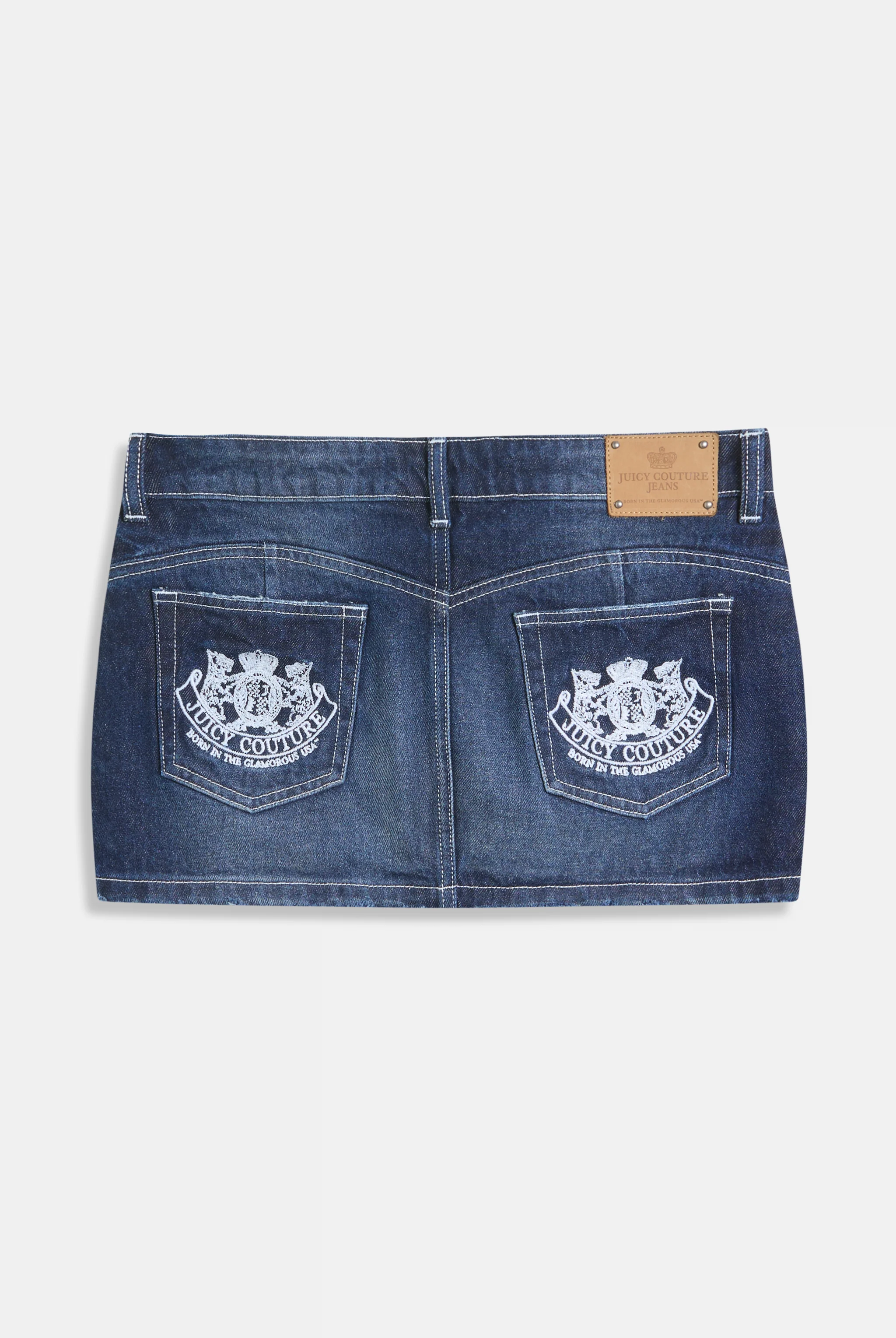 MID WASH DENIM DOG CREST MINI SKIRT - Image 8