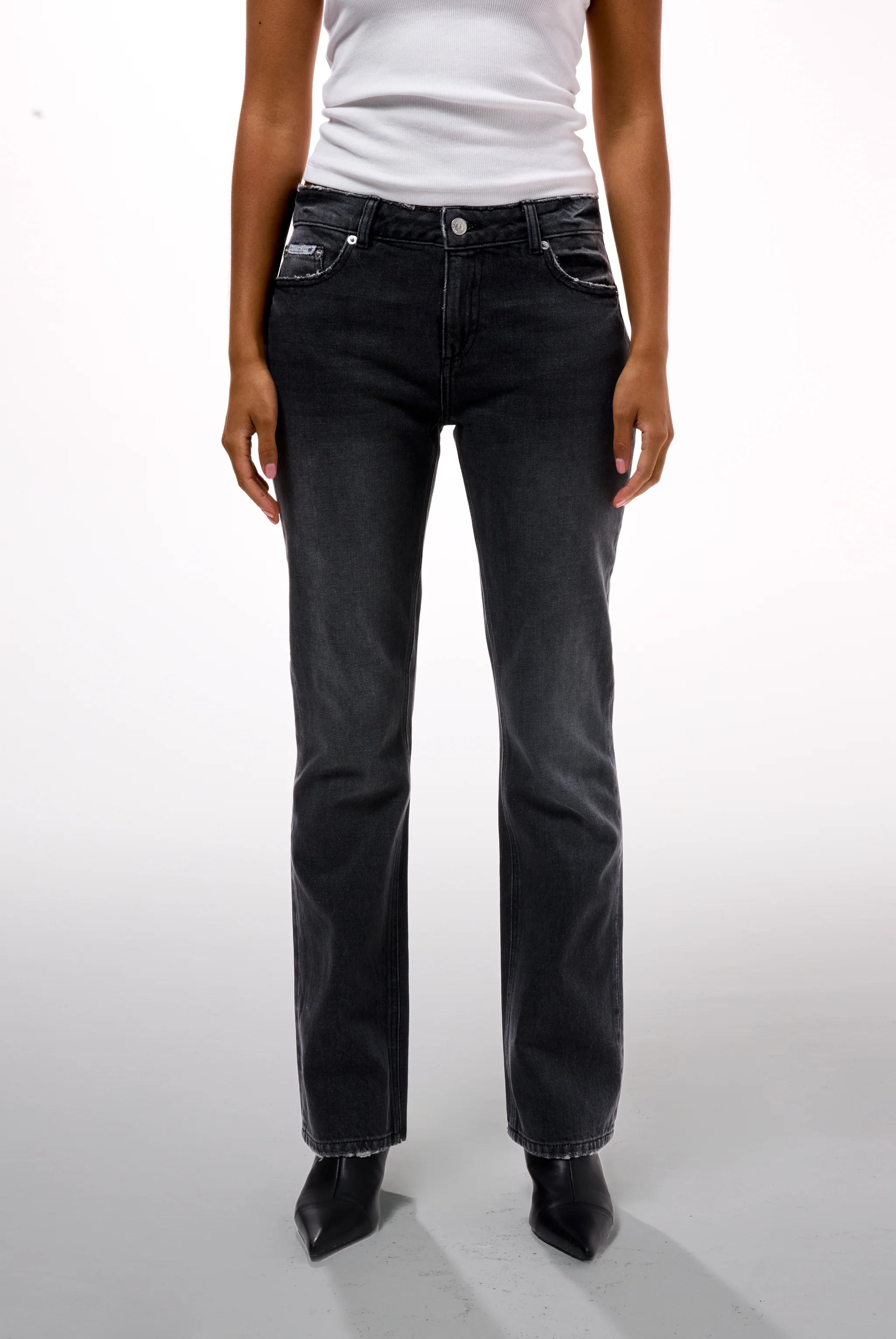 WASHED BLACK DIAMANTÉ BOOTCUT JEANS - Image 4